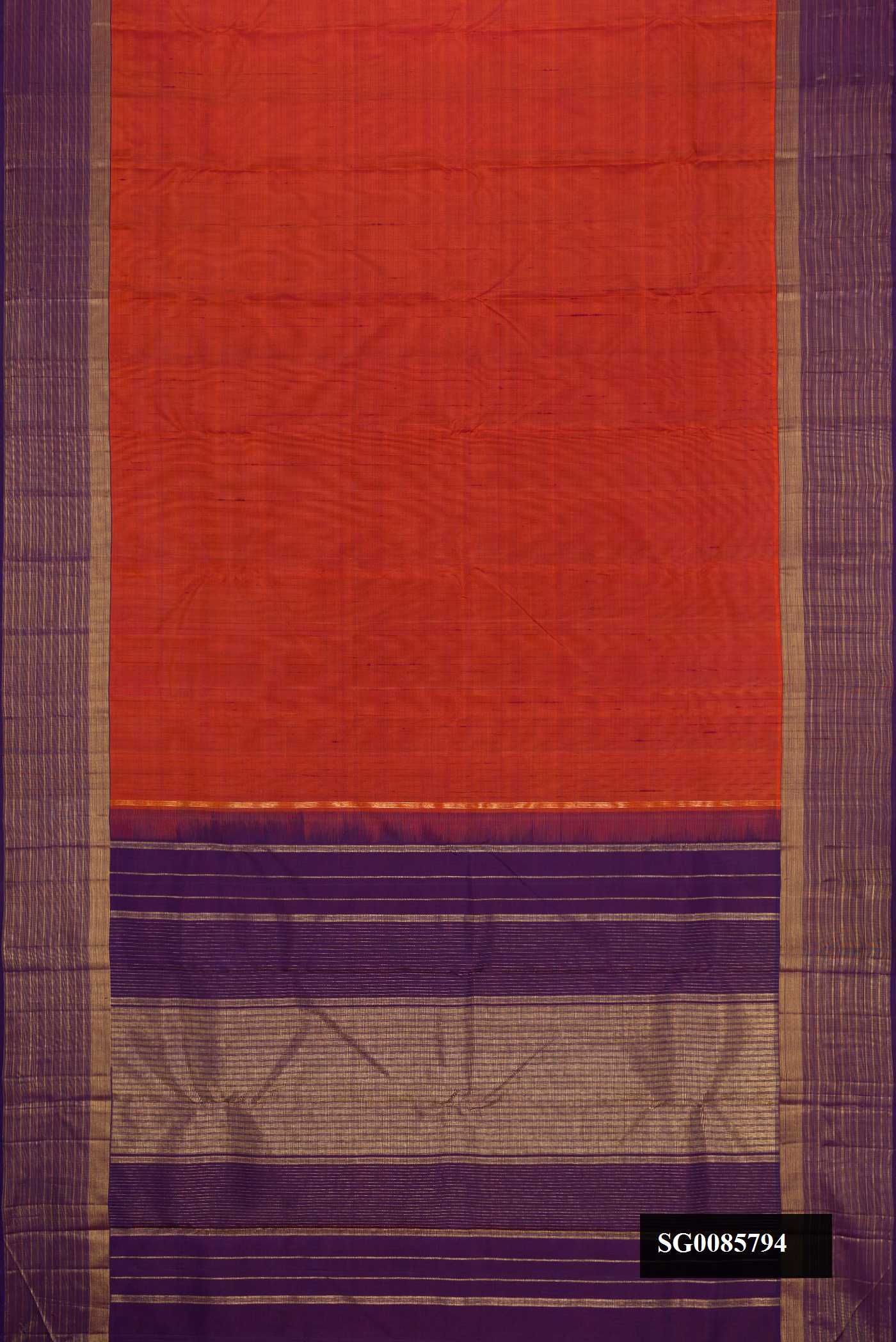 Brick Orange Dual Tone Kanchipuram Silk Saree