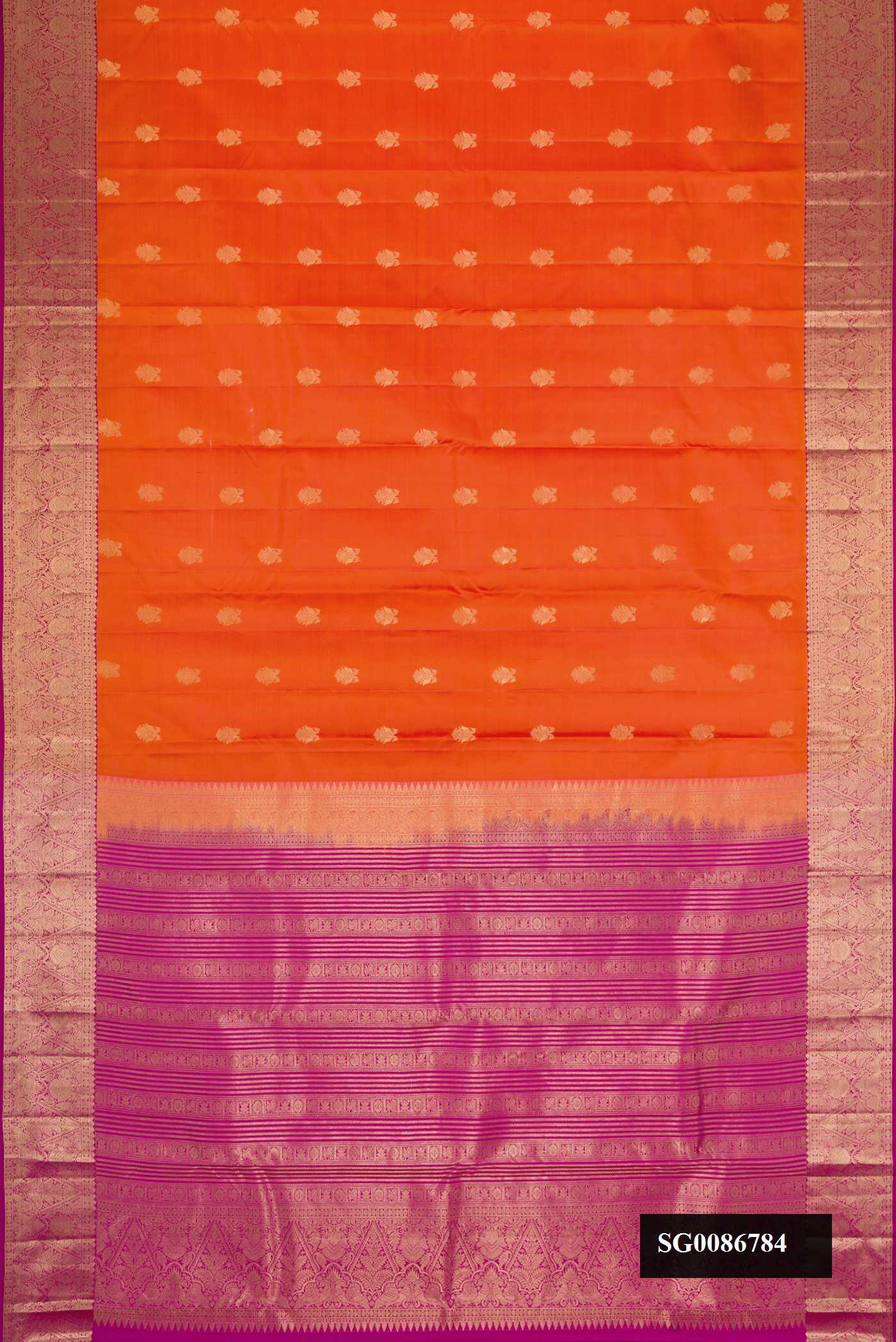 Brick Orange Dual Tone Kanchipuram Silk Saree