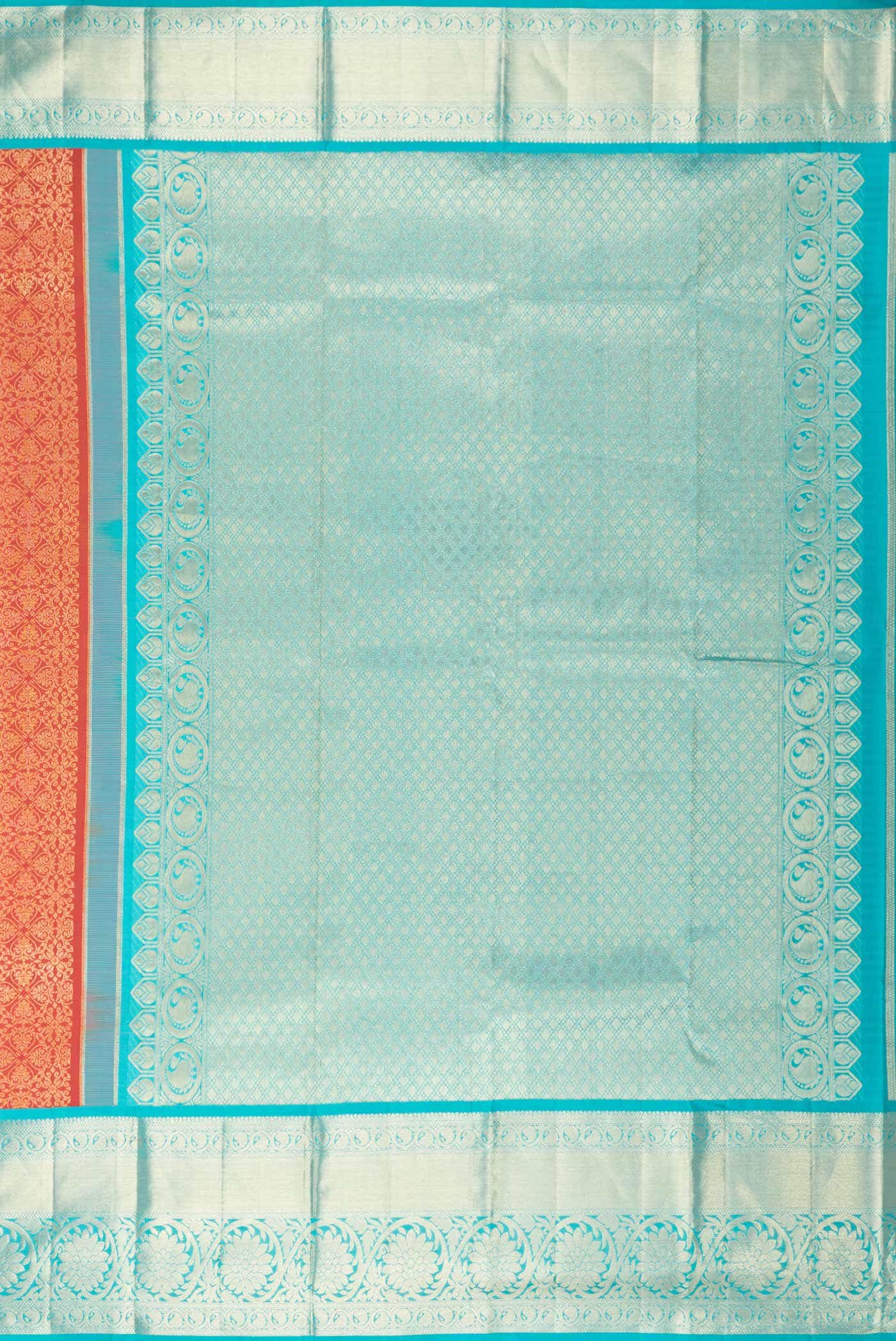 Brick Orange Dual Tone Kanjivaram Silk Saree - Image 5