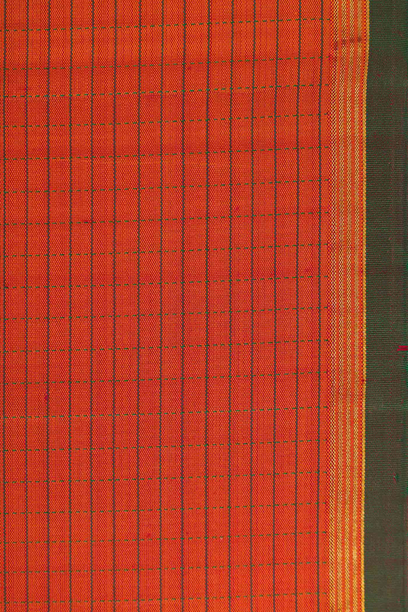 Brick Orange Dual Tone Kanjivaram Silk Saree - Image 3