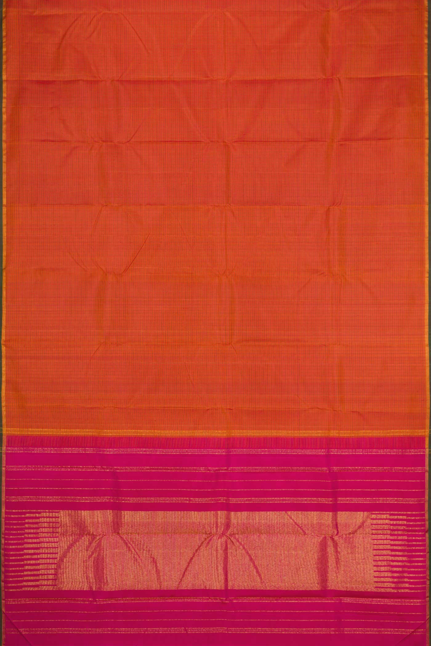 Brick Orange Dual Tone Kanjivaram Silk Saree - Image 6