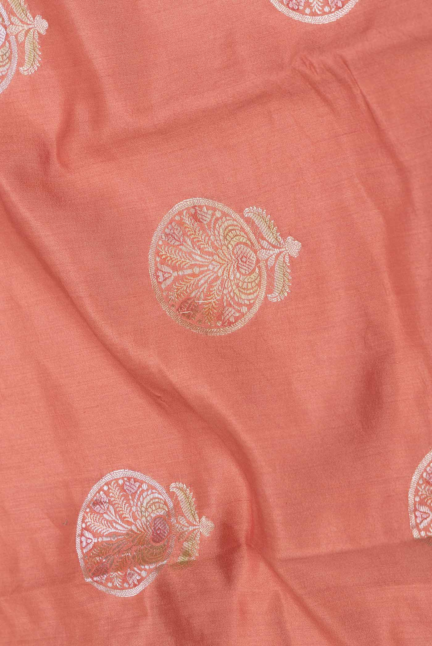 Brick Orange Dual Tone Tussar Silk Saree - Image 2