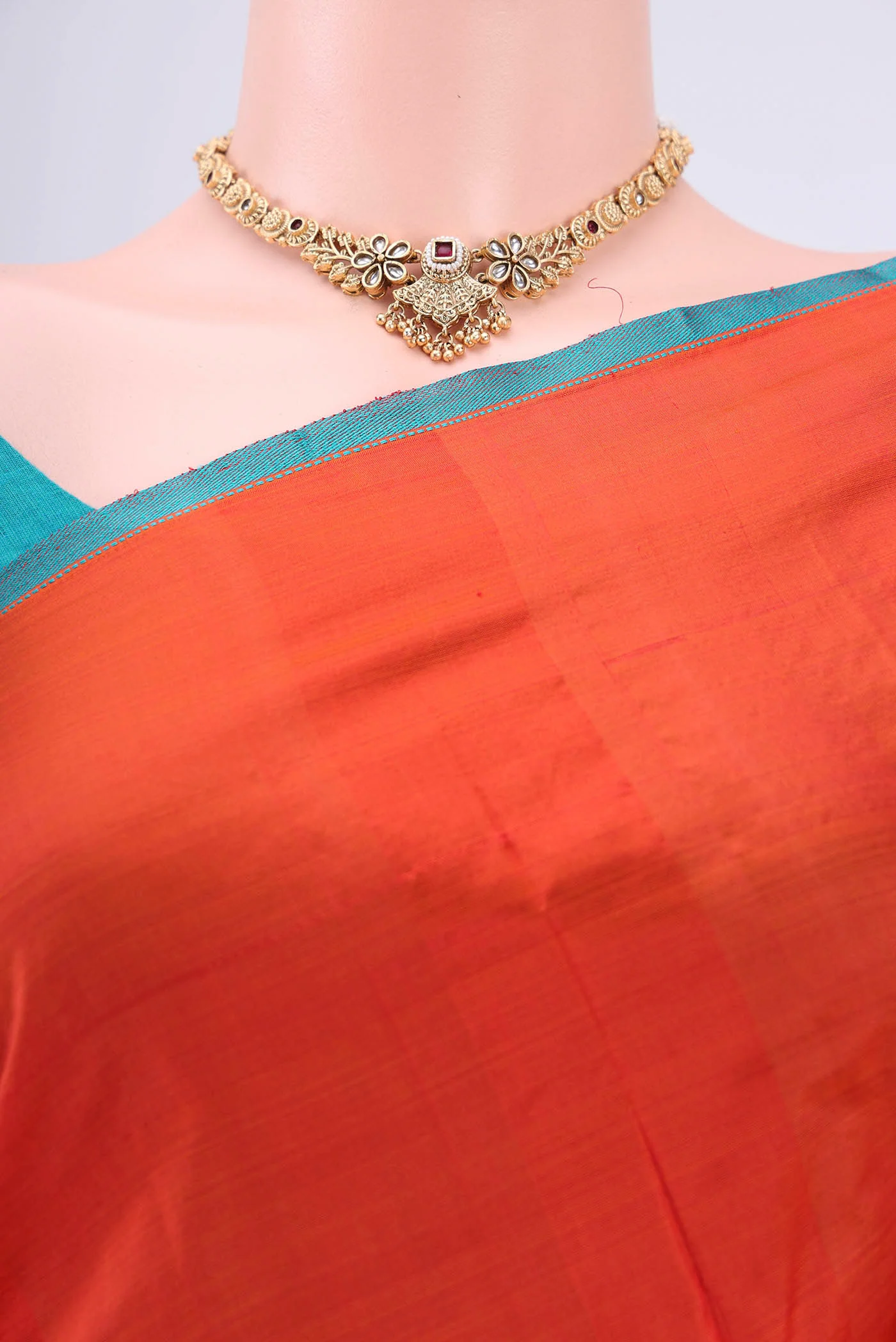 Brick Orange Kanchipuram Saree - Image 2