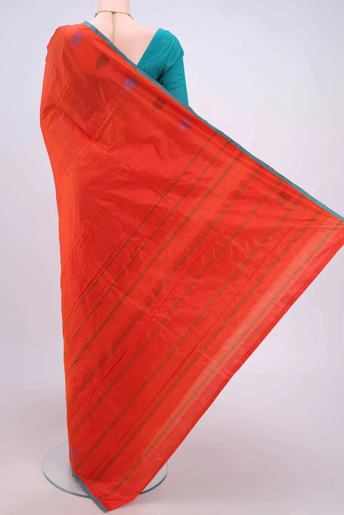 Brick Orange Kanchipuram Saree - Image 3