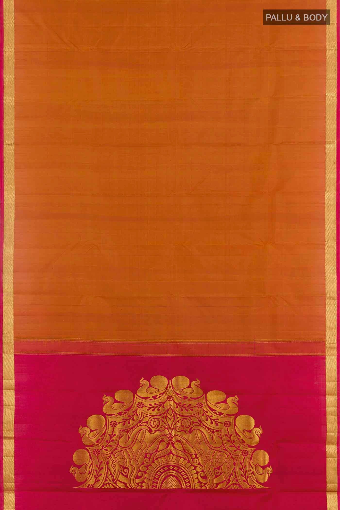 Brick Orange Kanchipuram Silk Saree - Image 6