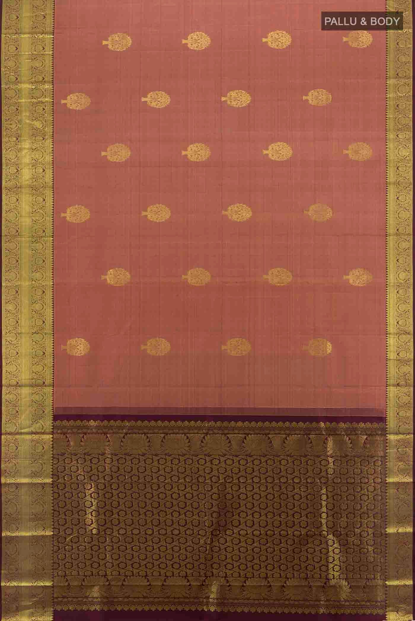 Brick Orange Kanchipuram Silk Saree - Image 5