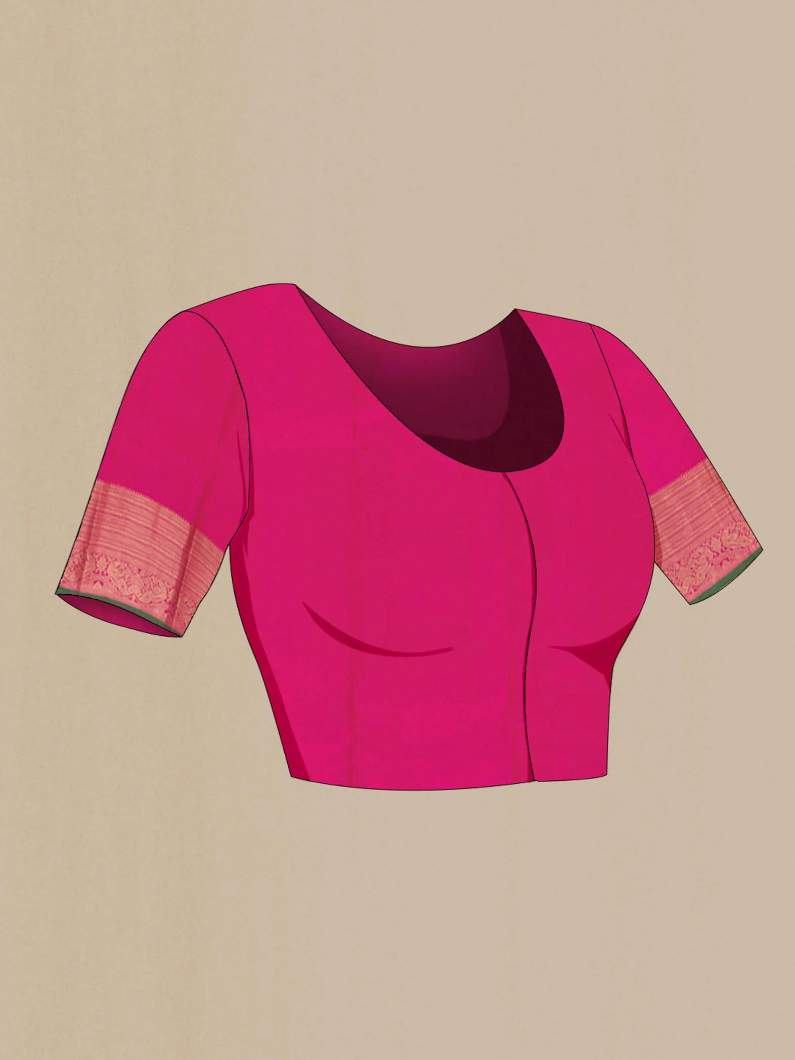 Orange with Pink Color Kanjivaram Silk Saree - Image 2