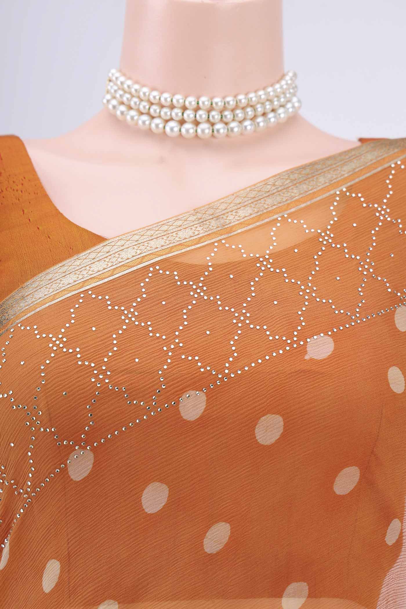 Orange Mysore Chiffon Saree - Image 2