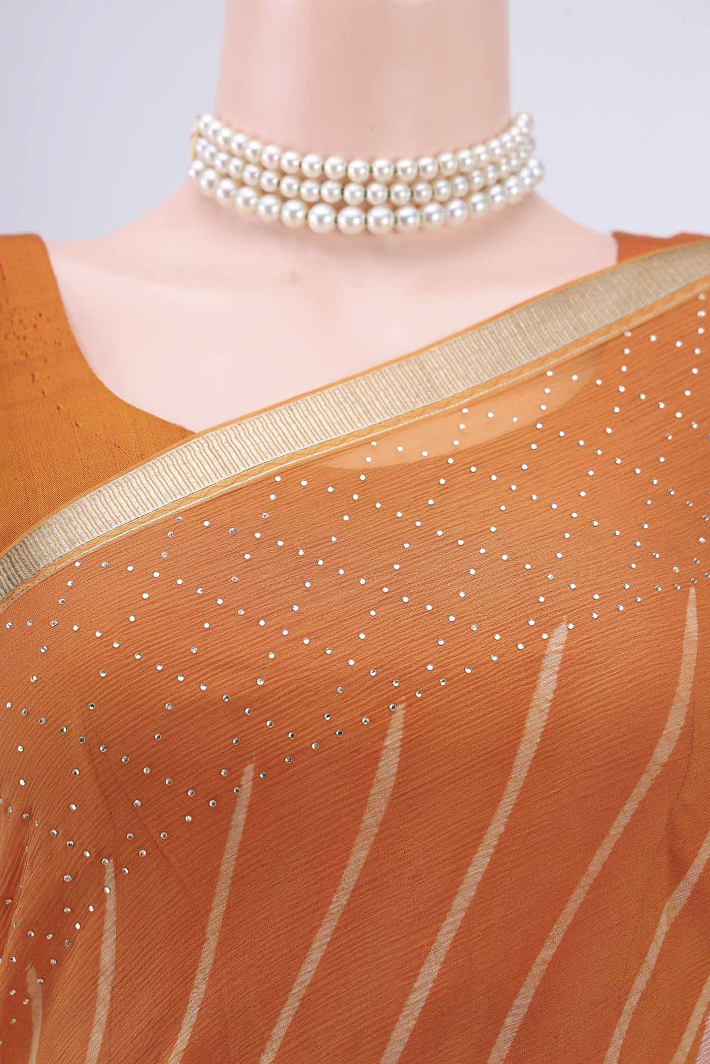 Orange Mysore Chiffon Saree - Image 2