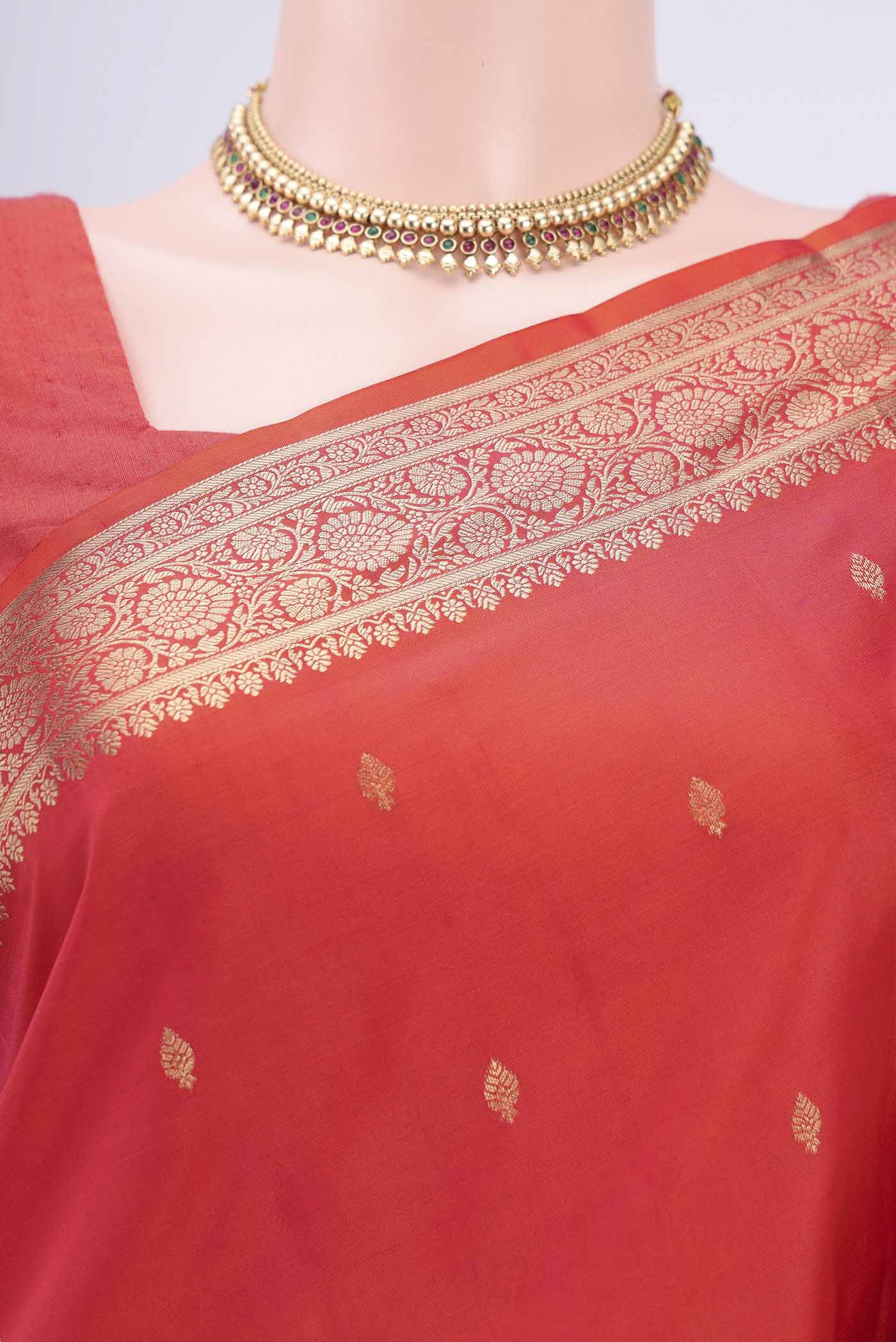 Pink with Orange Color Soft Silk Saree - Image 2