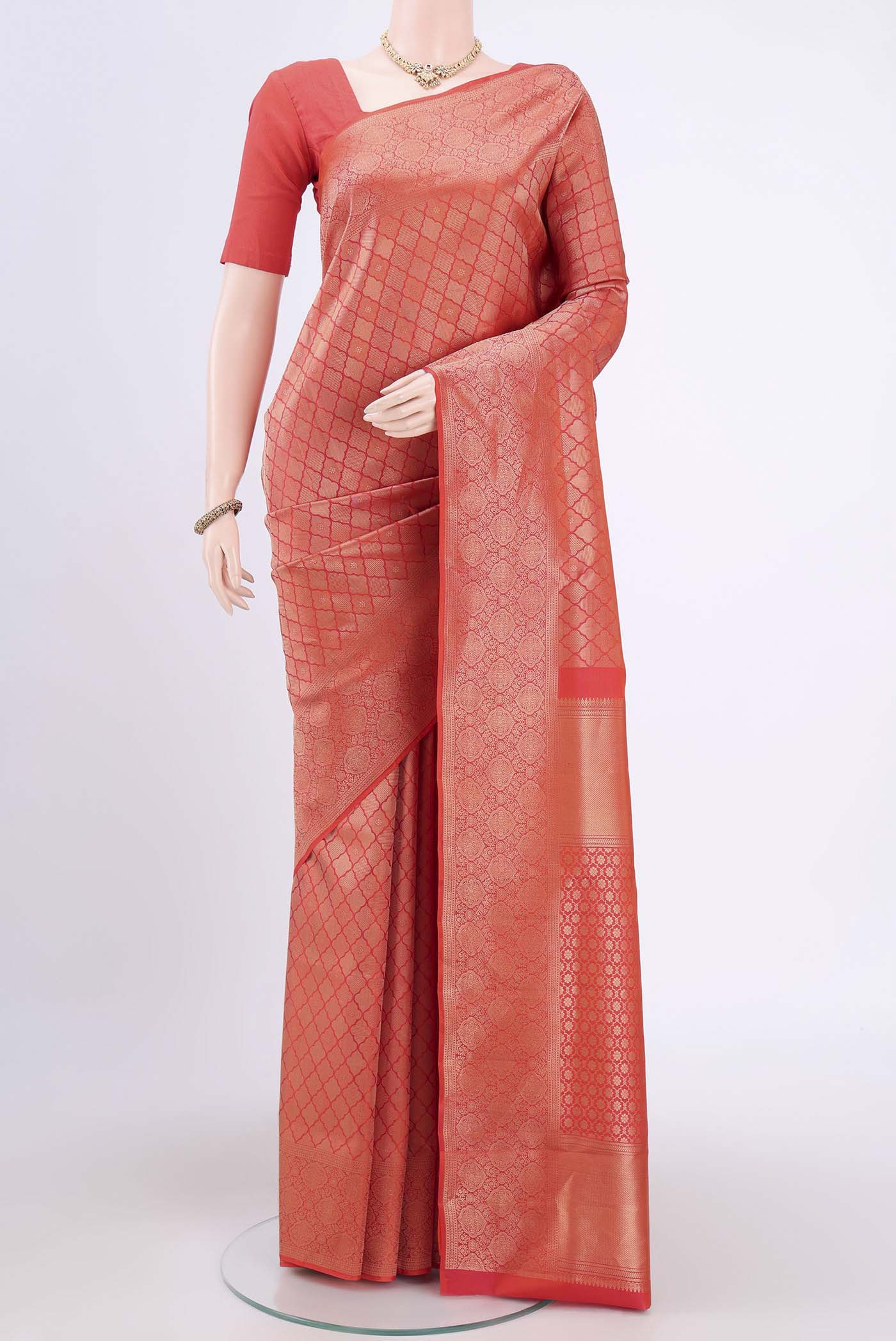 Brick Orange Soft Silk Saree