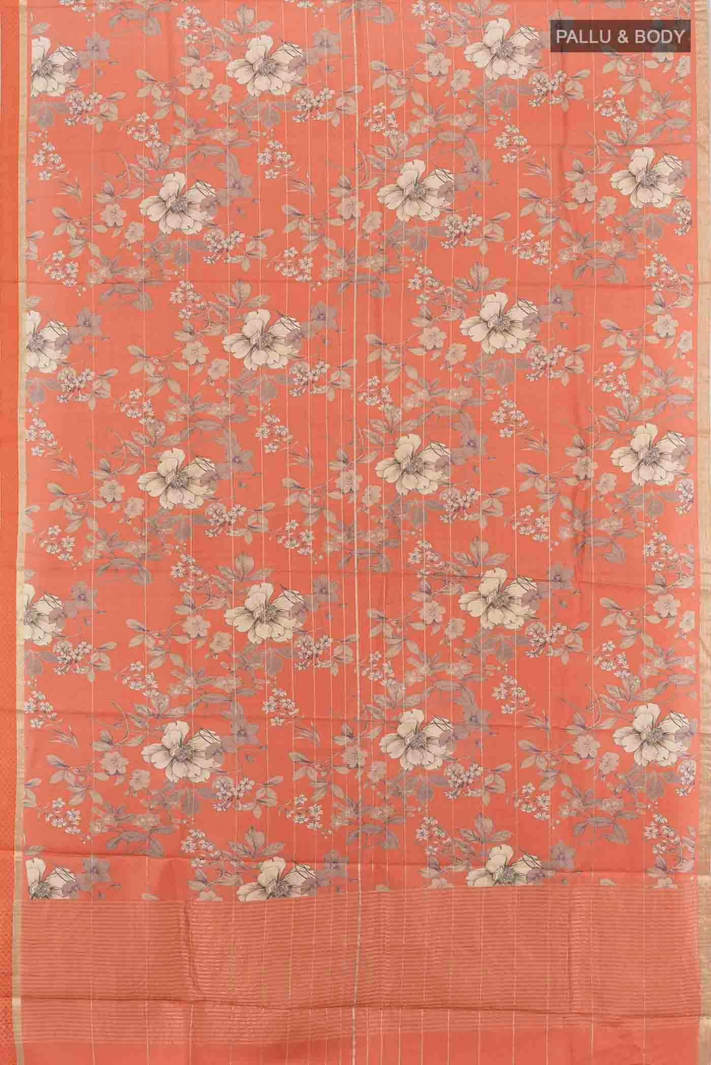 Brick Orange Tussar Silk Saree - Image 5