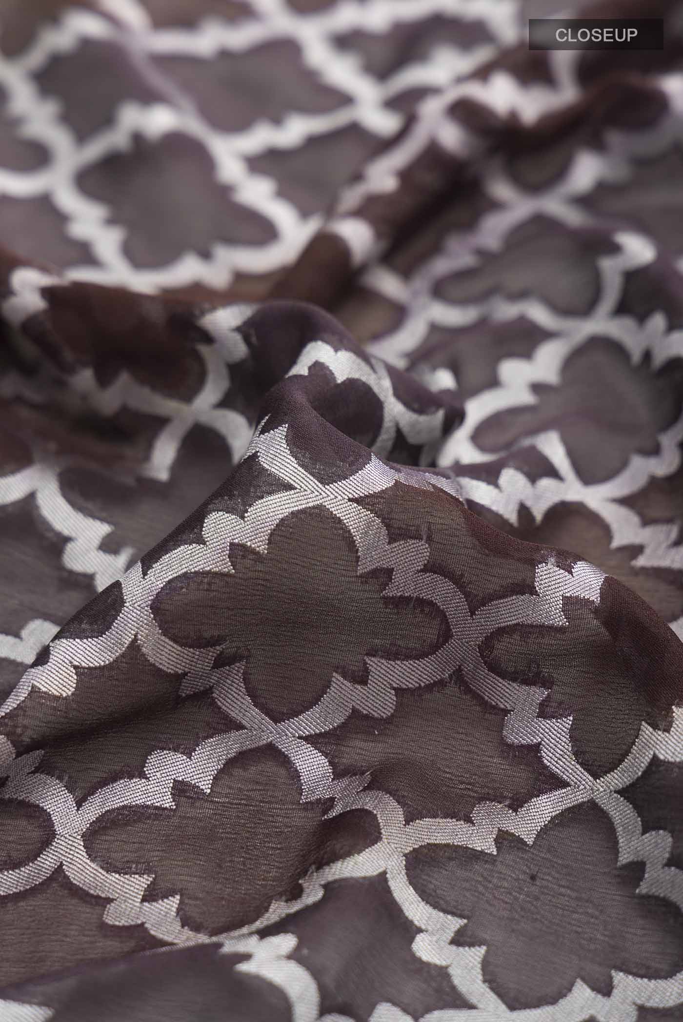 Brown Banarasi Georgette Saree - Image 2