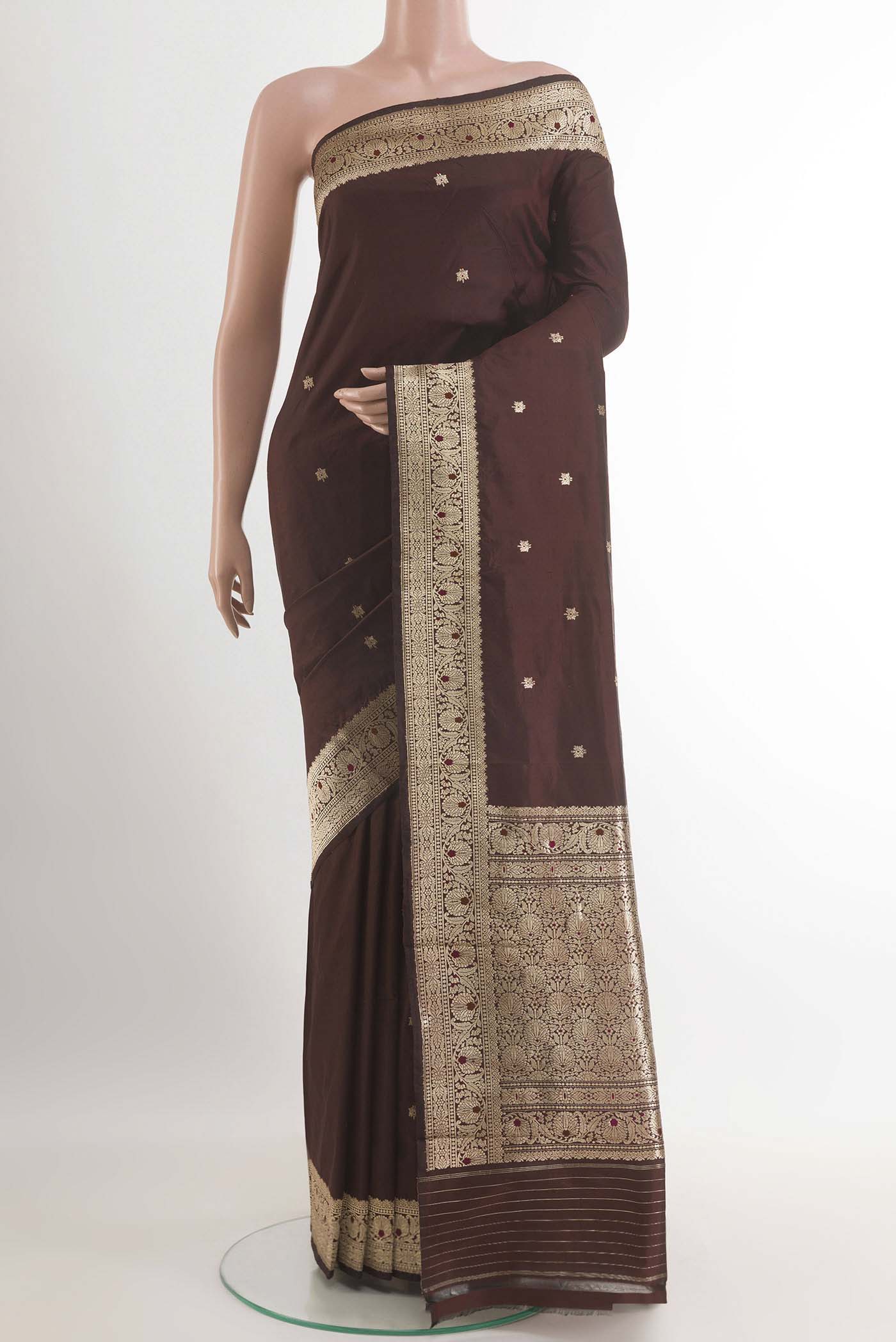 Brown Banarasi Katan Silk Saree