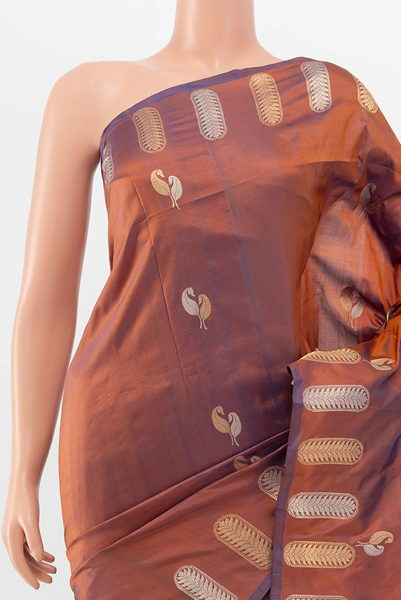 Brown Banarasi Katan Silk Saree - Image 2