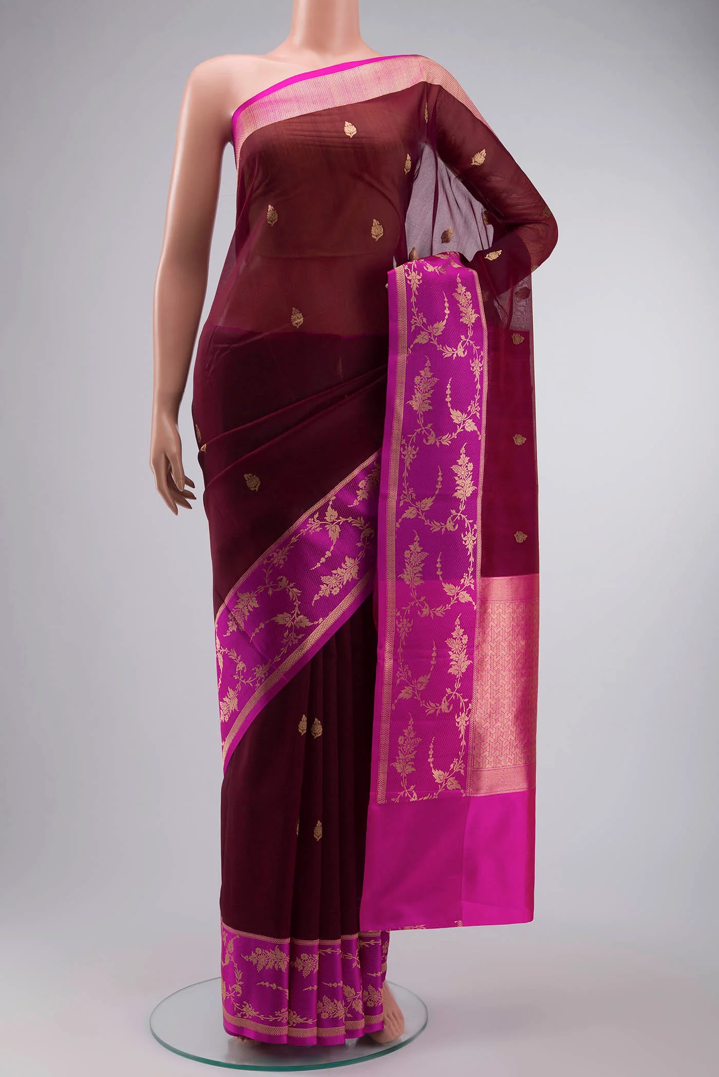 Brown Banarasi Katan Silk Saree