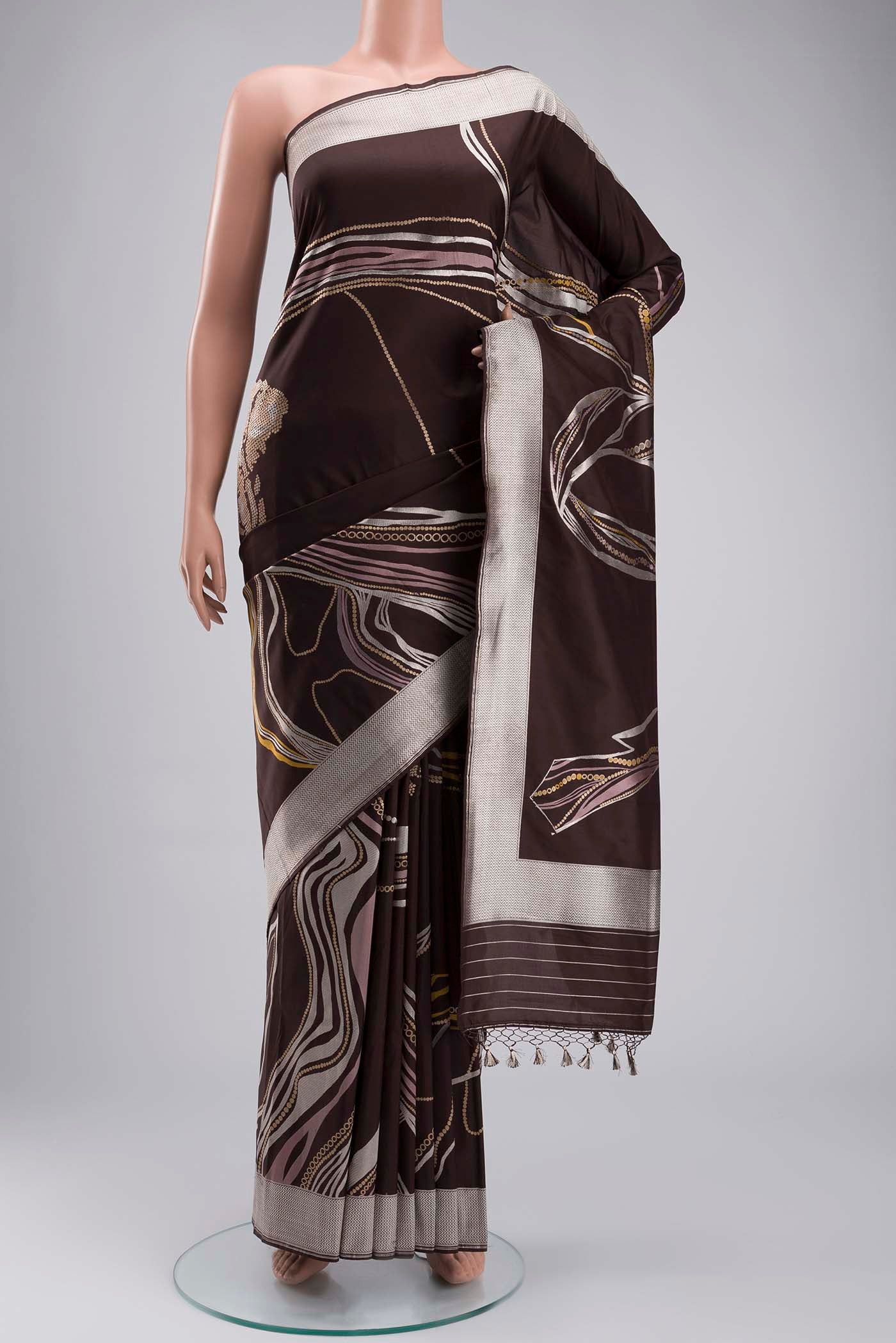 Brown Banarasi Silk Saree