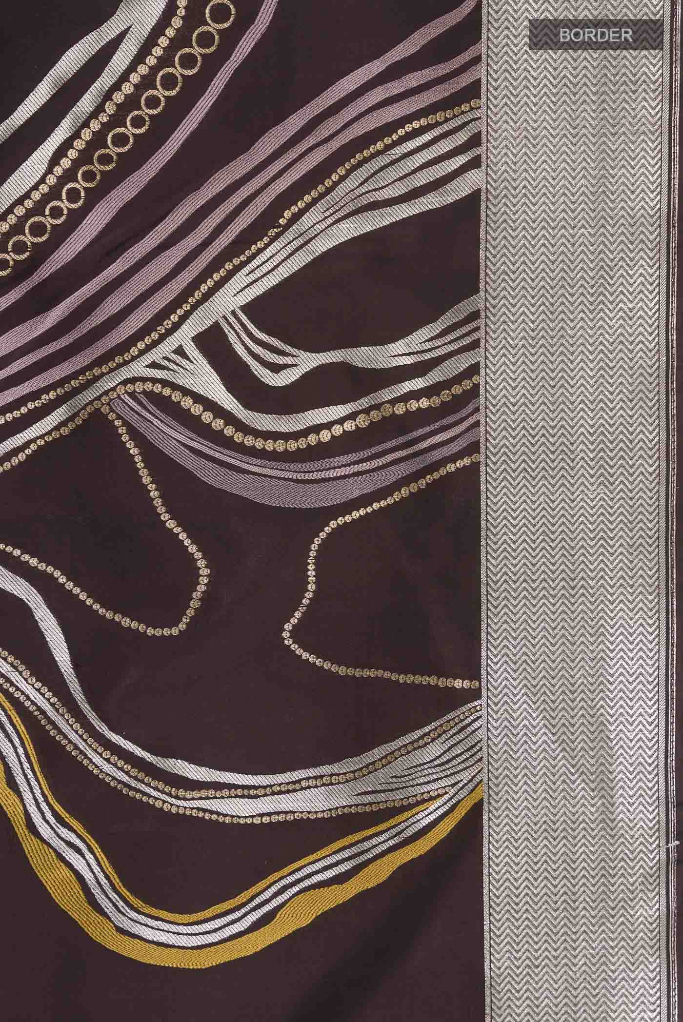 Brown Banarasi Silk Saree - Image 3