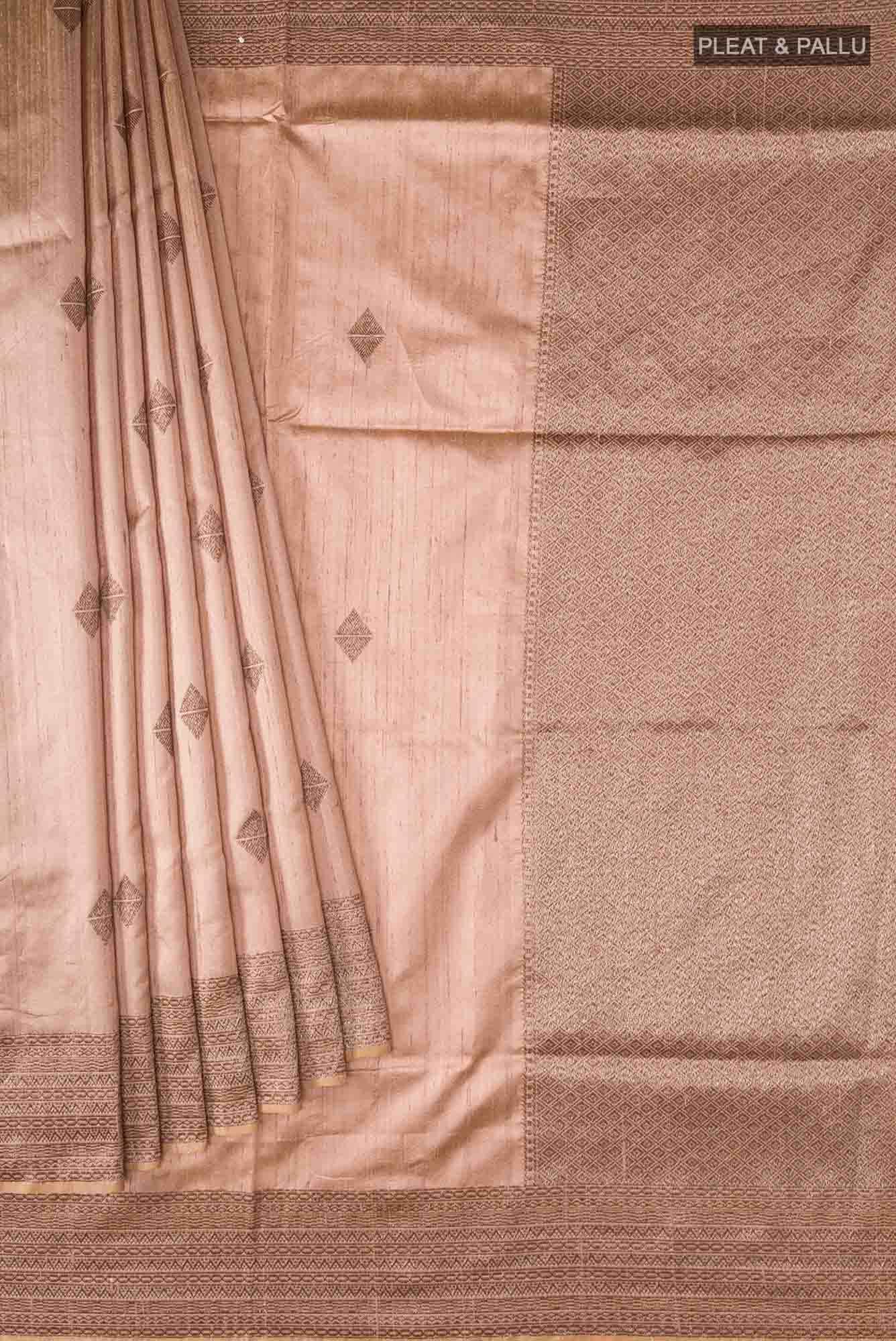 Brown Banarasi Tussar Silk Saree - Image 2