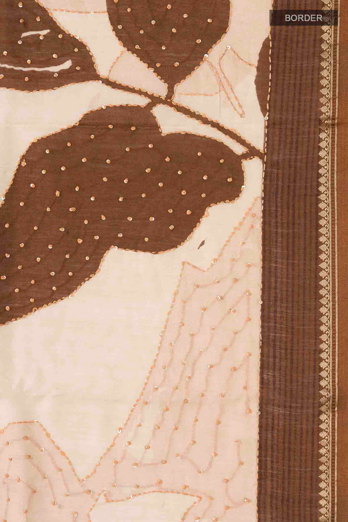Brown Bhagalpuri Tussar Silk Saree - Image 3