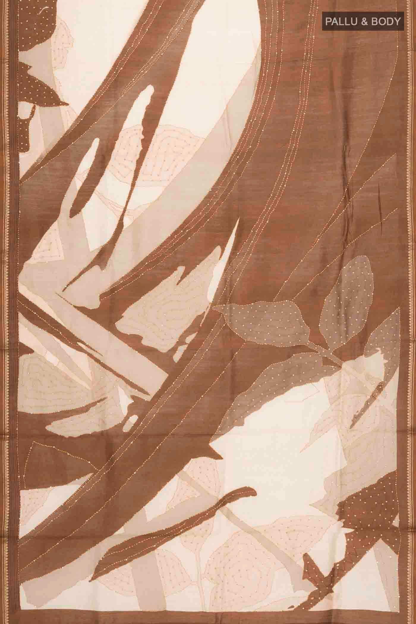 Brown Bhagalpuri Tussar Silk Saree - Image 5