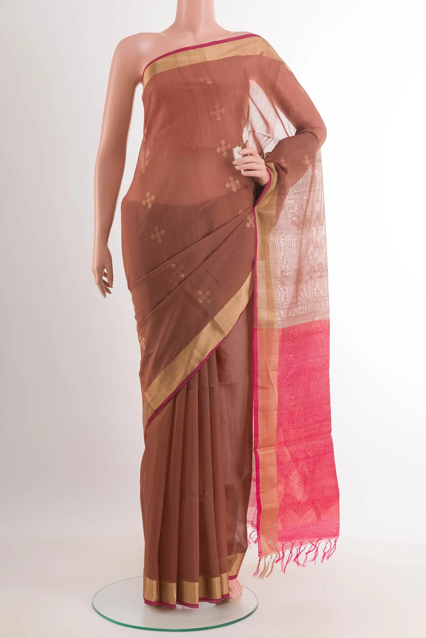 Brown Silk Cotton Saree