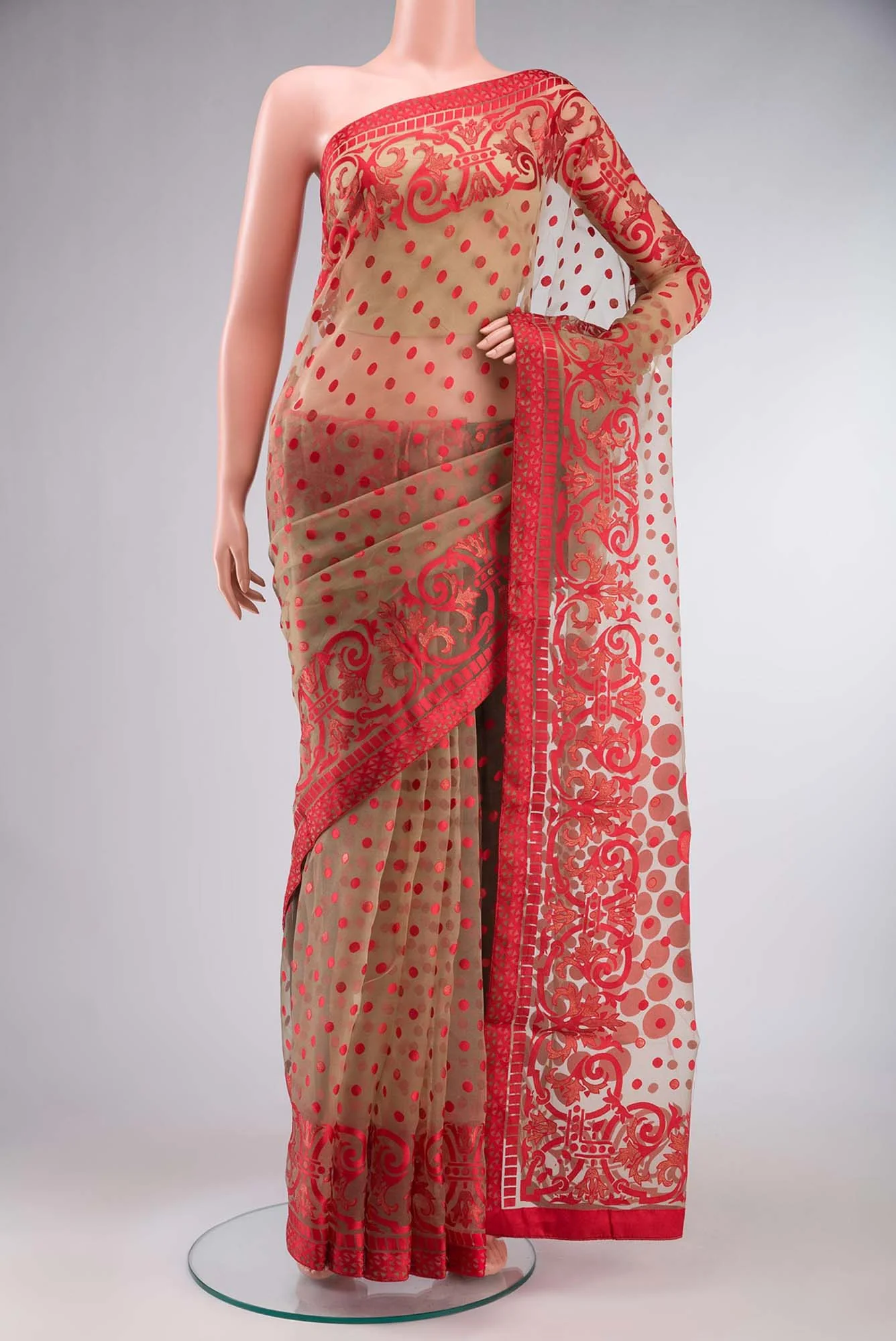Brown Blended Organza Silk Saree
