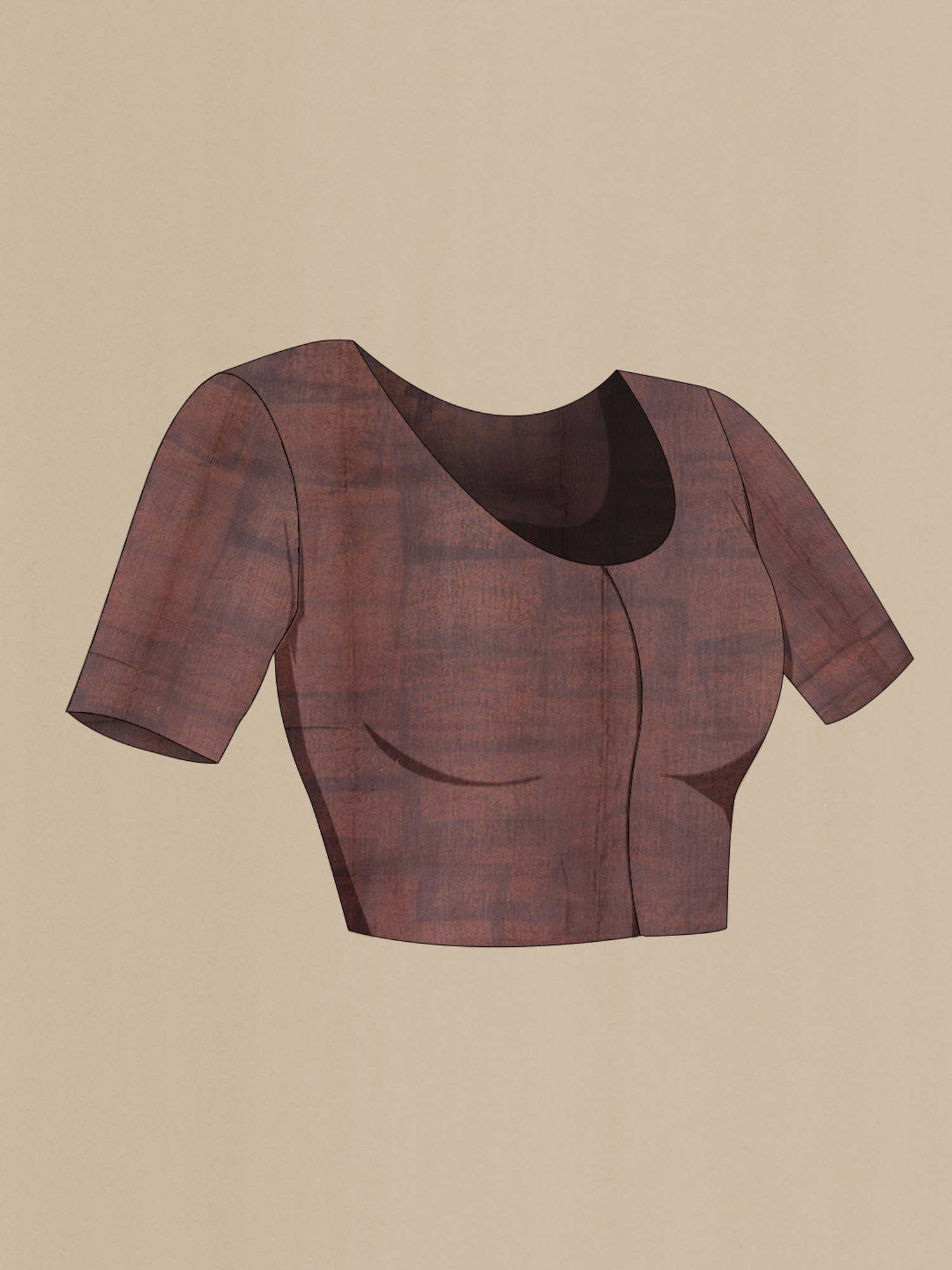 Brown Chanderi Silk Cotton Saree - Image 3