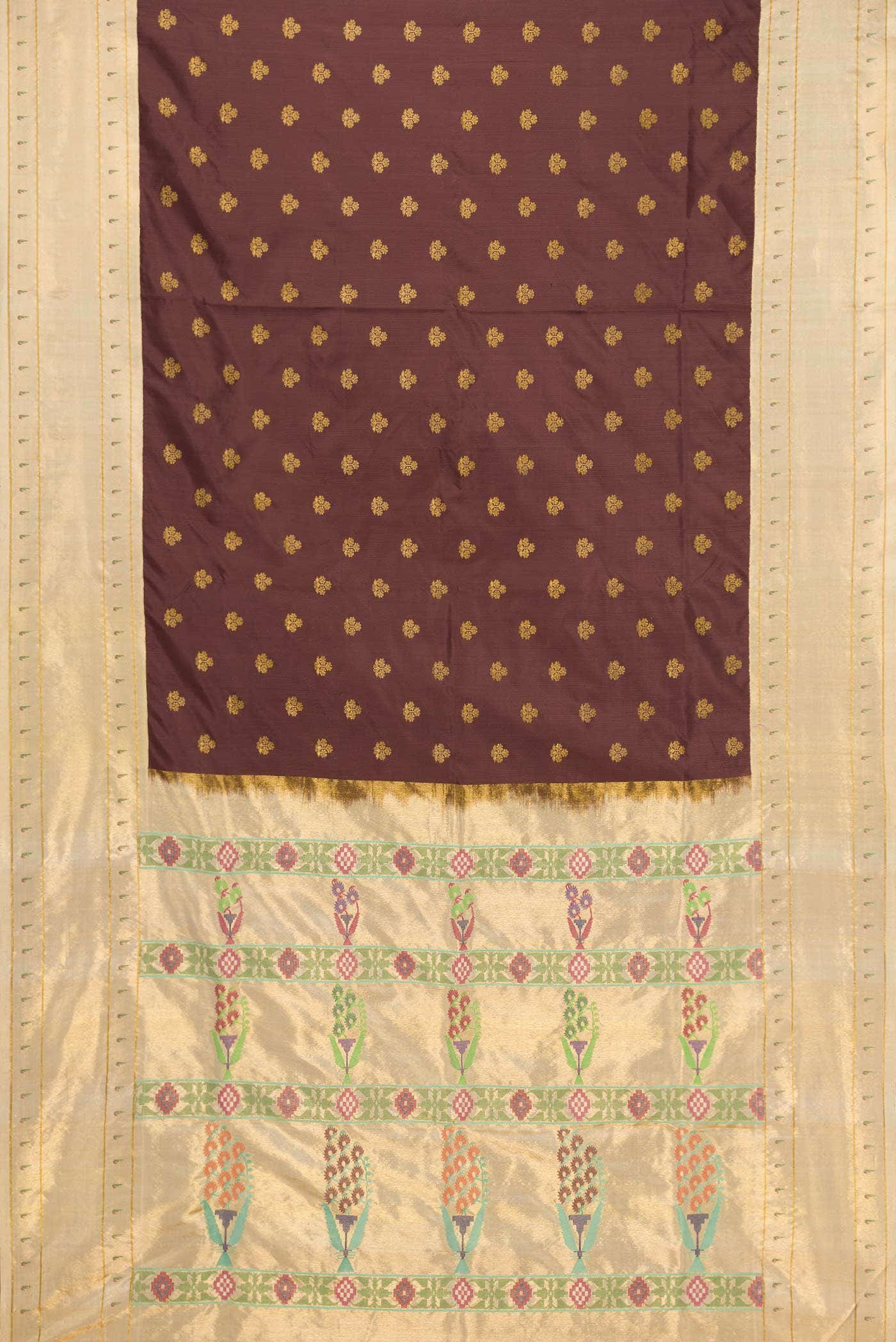 Coffee Brown Paithani Silk Saree - Image 7