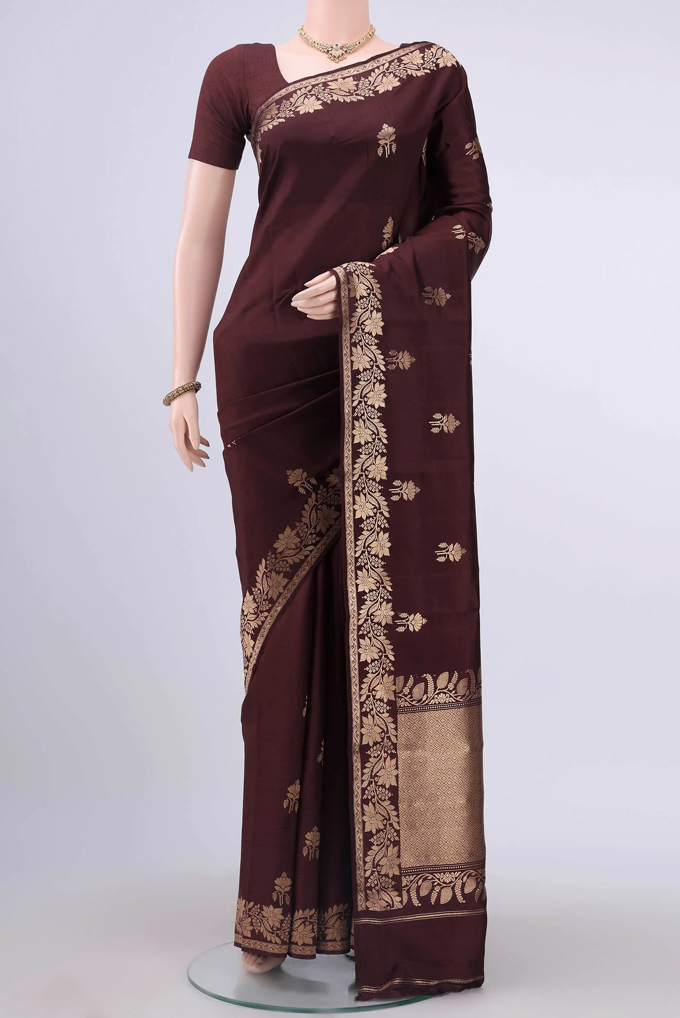 Brown Dual Tone Banarasi Katan Silk Saree