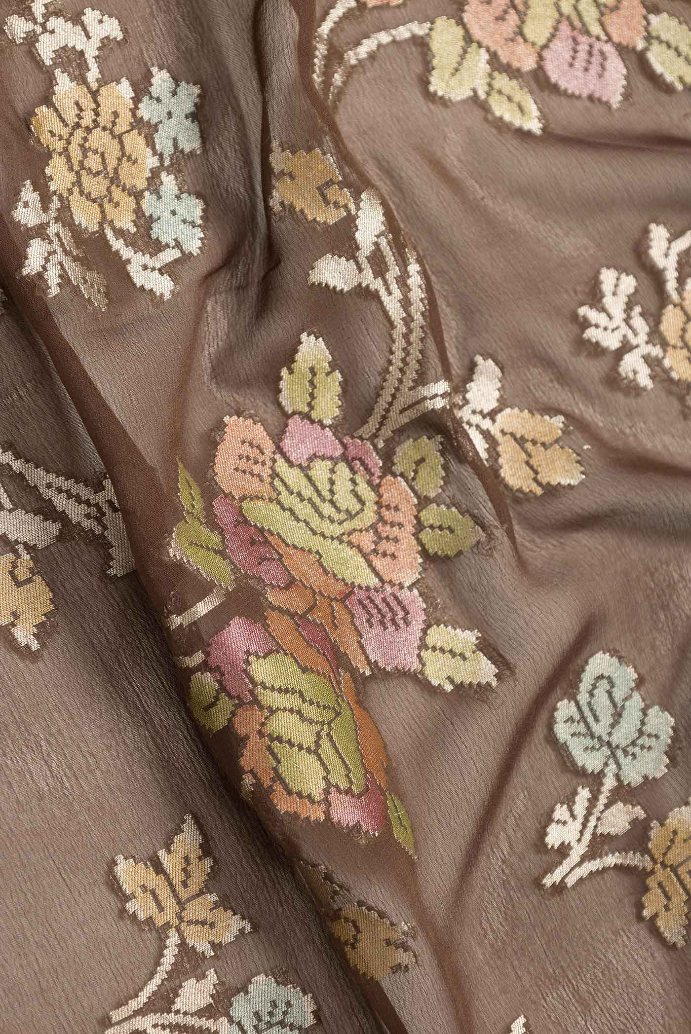 Brown Banarasi Georgette Saree - Image 2