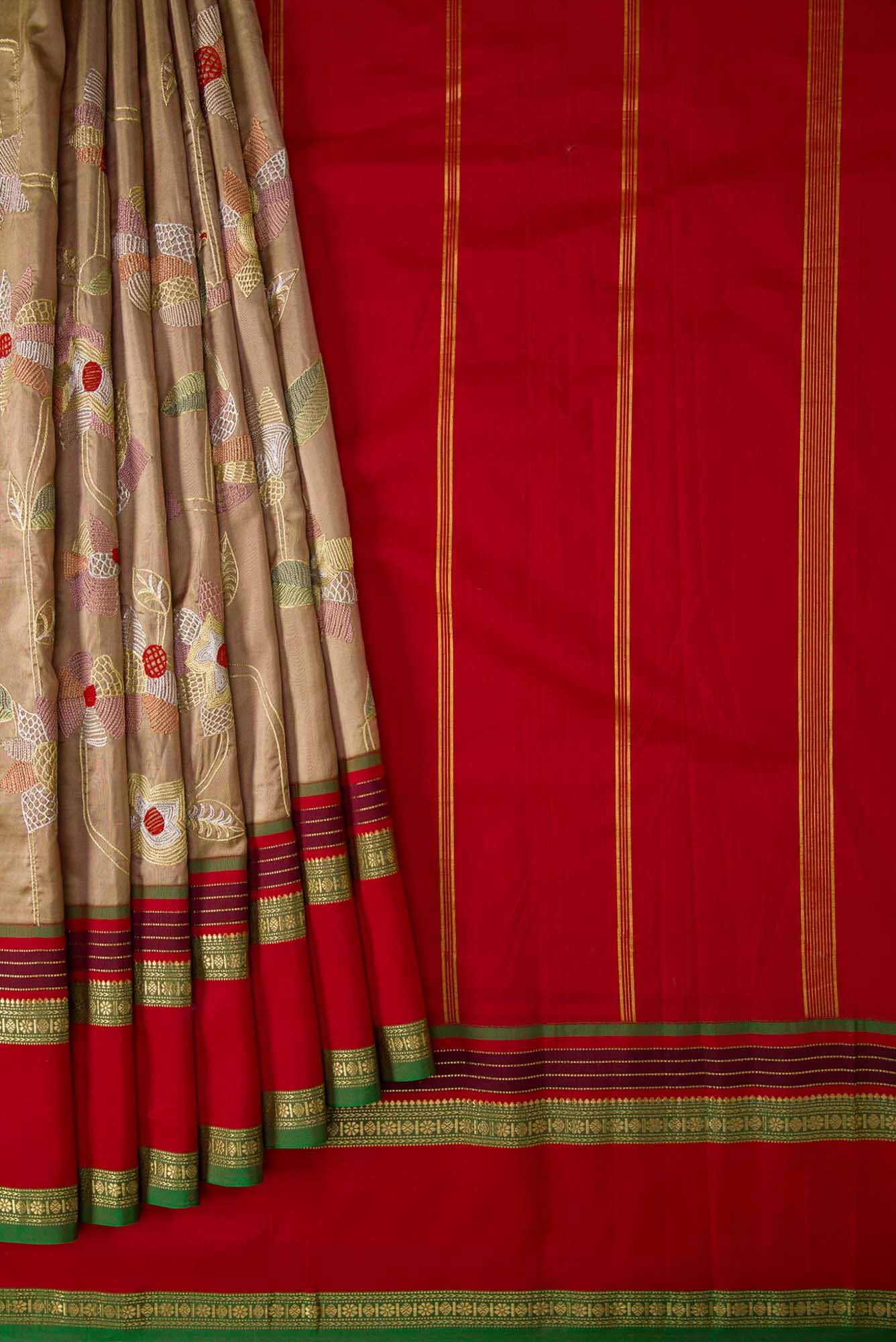 Brown Dual Tone Banarasi Silk Saree - Image 2