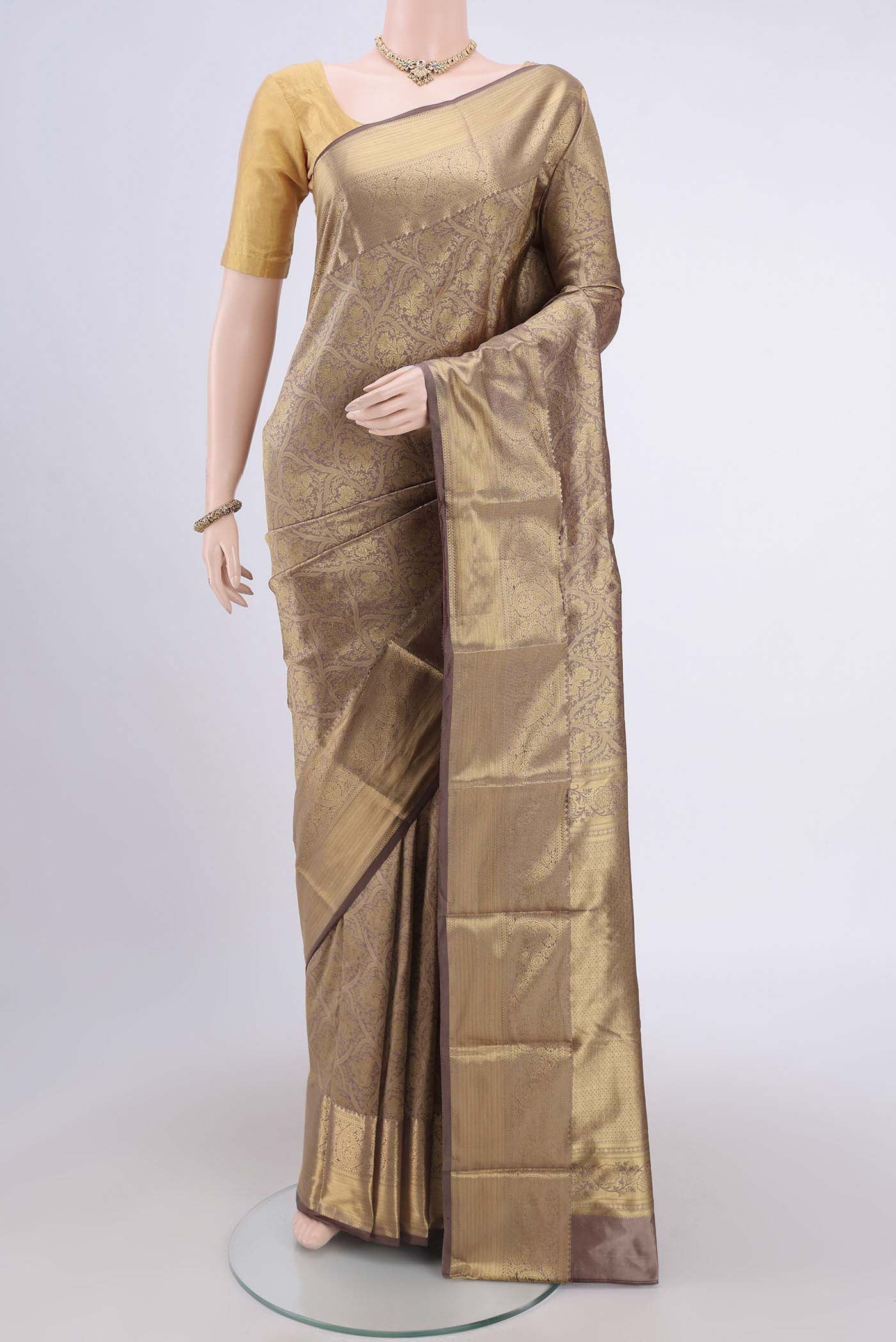 Brown Bangalore Silk Saree