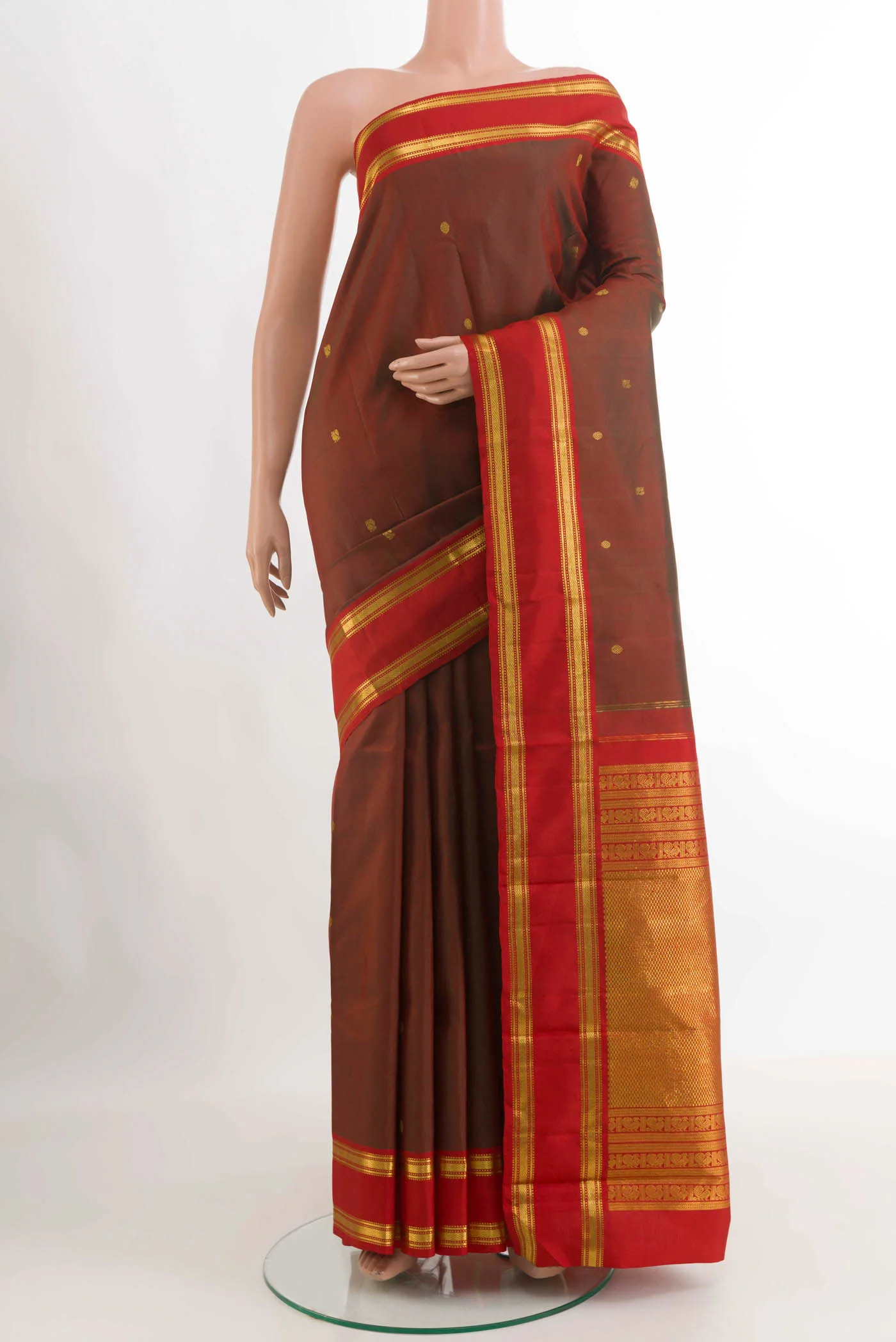 Brown Dual Tone Kanchipuram Silk Saree