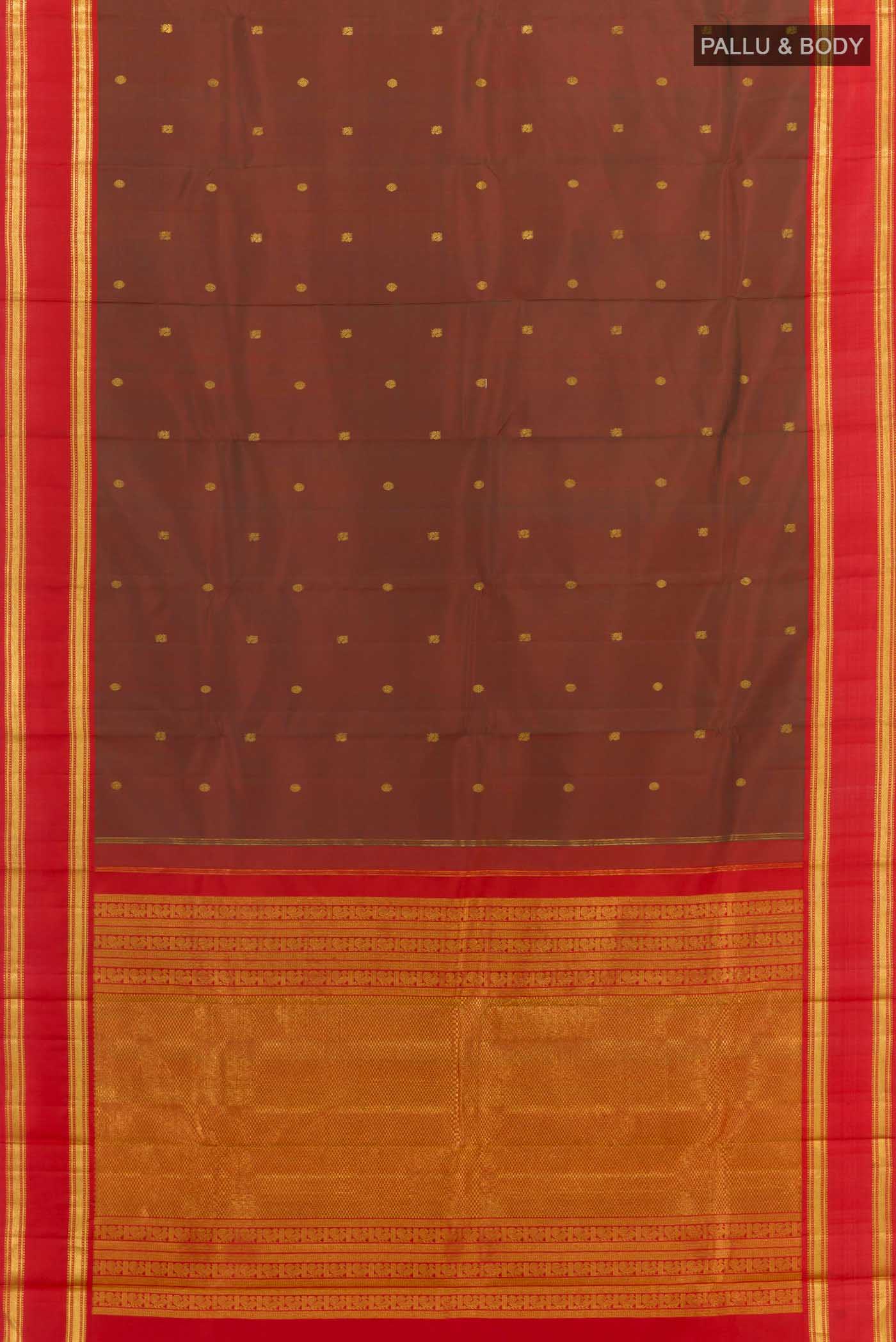 Brown Dual Tone Kanchipuram Silk Saree - Image 4