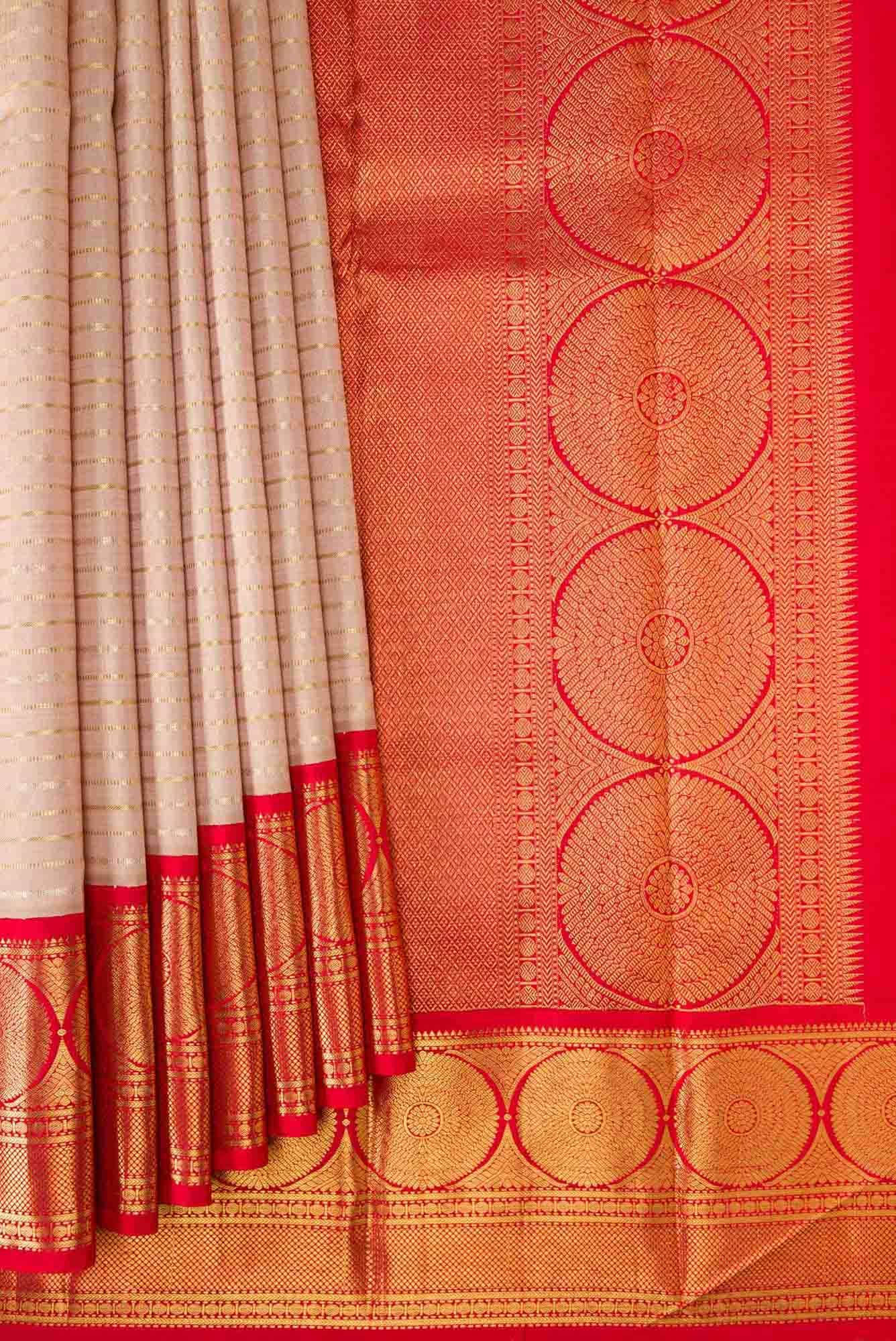 Pure Silk Pure Zari Brown Dual Tone Kanchipuram Saree - Image 2