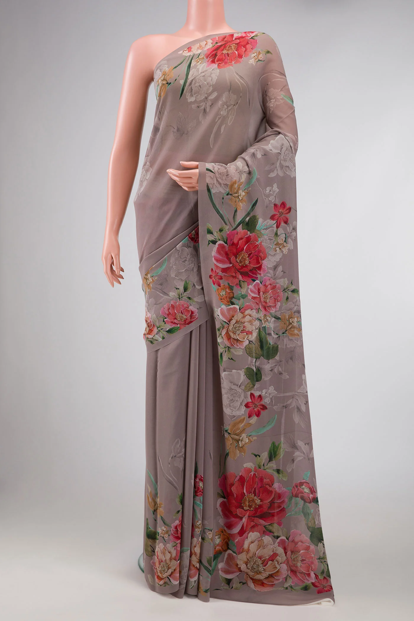 Lilac Mysore Crepe Saree
