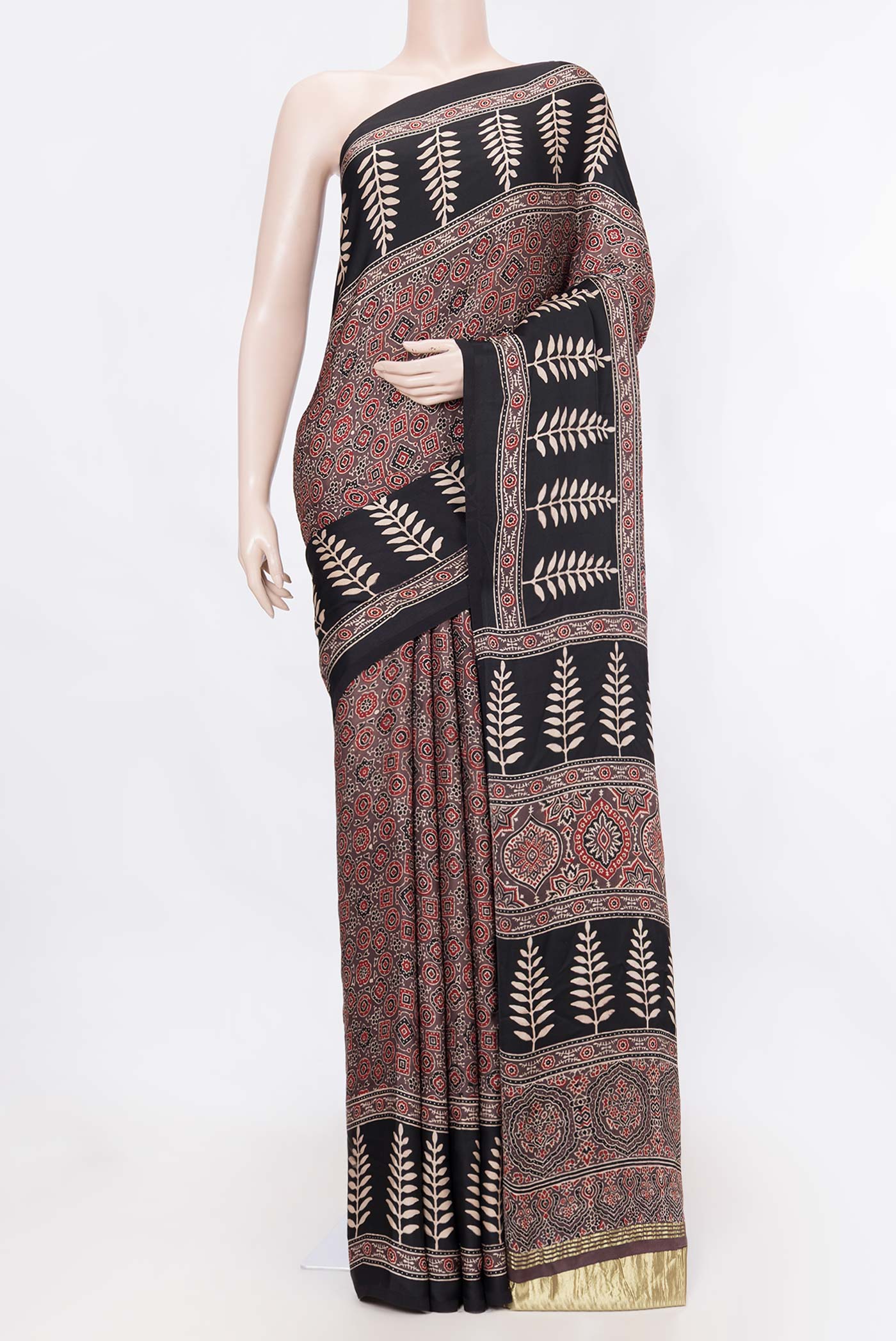 Brown Dual Tone Satin Crepe Saree