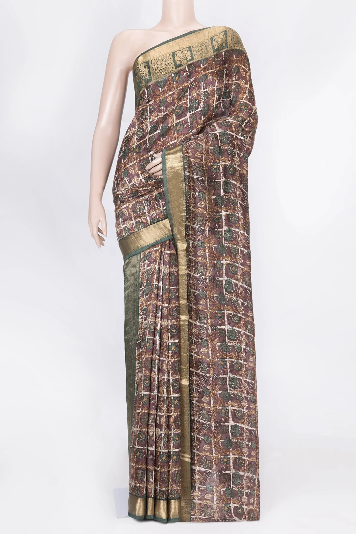 Brown Dual Tone Tussar Saree