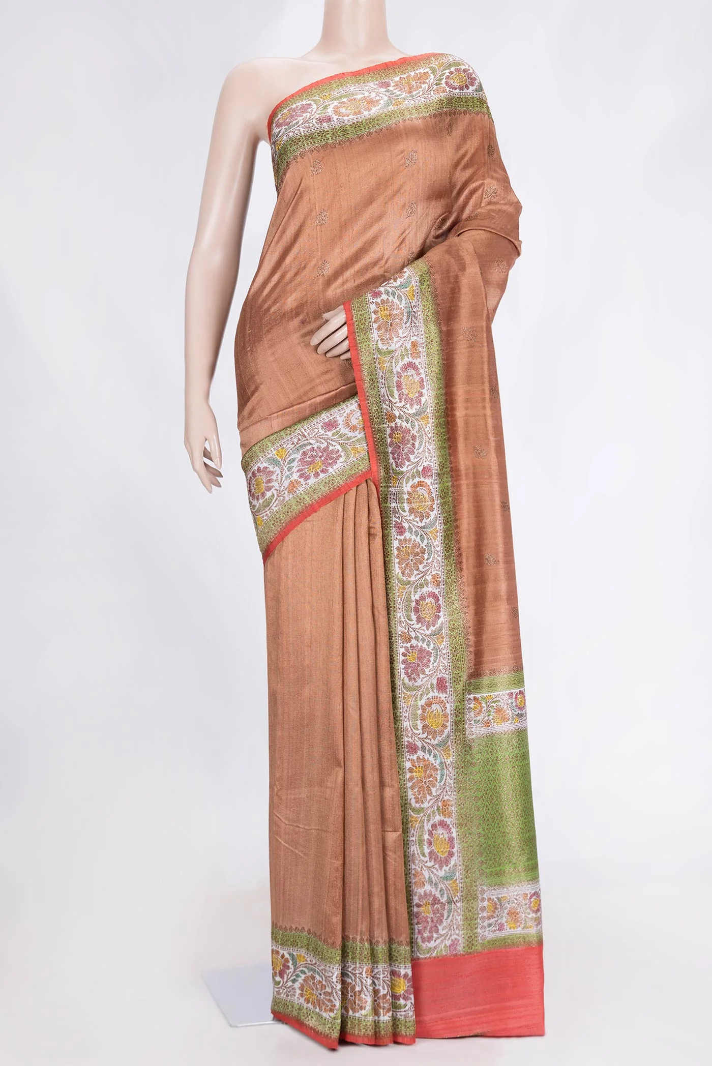 Brown Banarasi Tussar Silk Saree