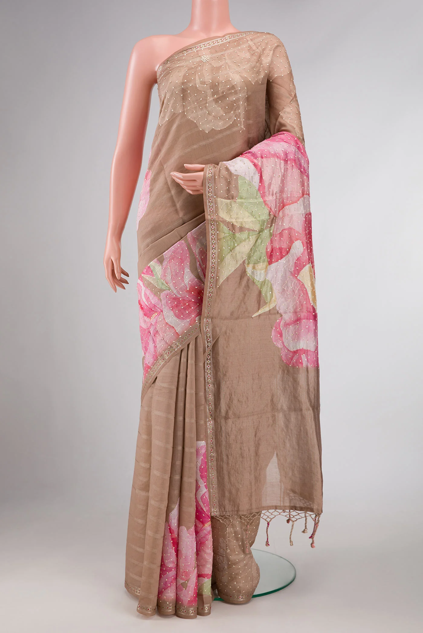 Brown Dual Tone Tussar Silk Saree