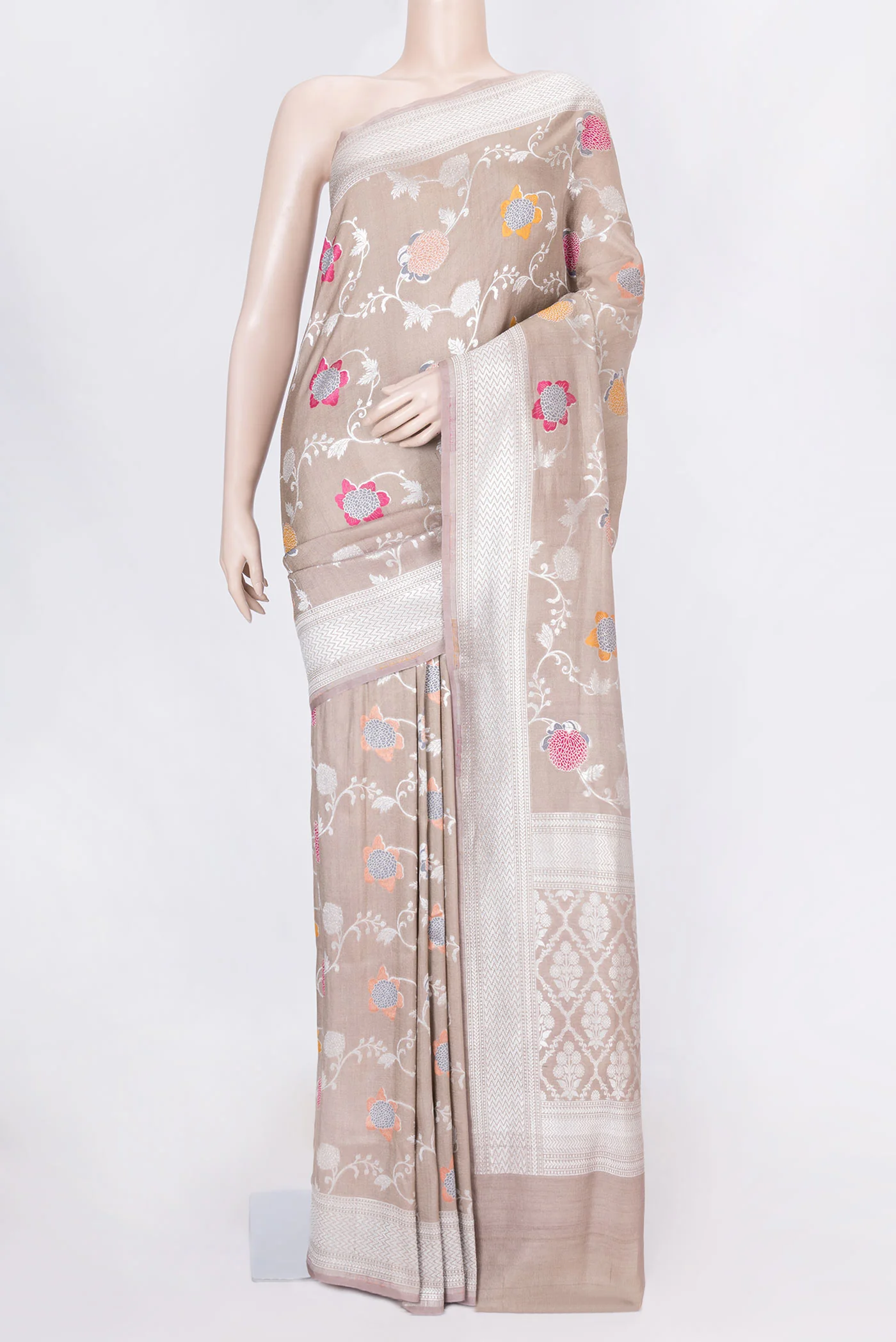 Brown Dual Tone Tussar Silk Saree