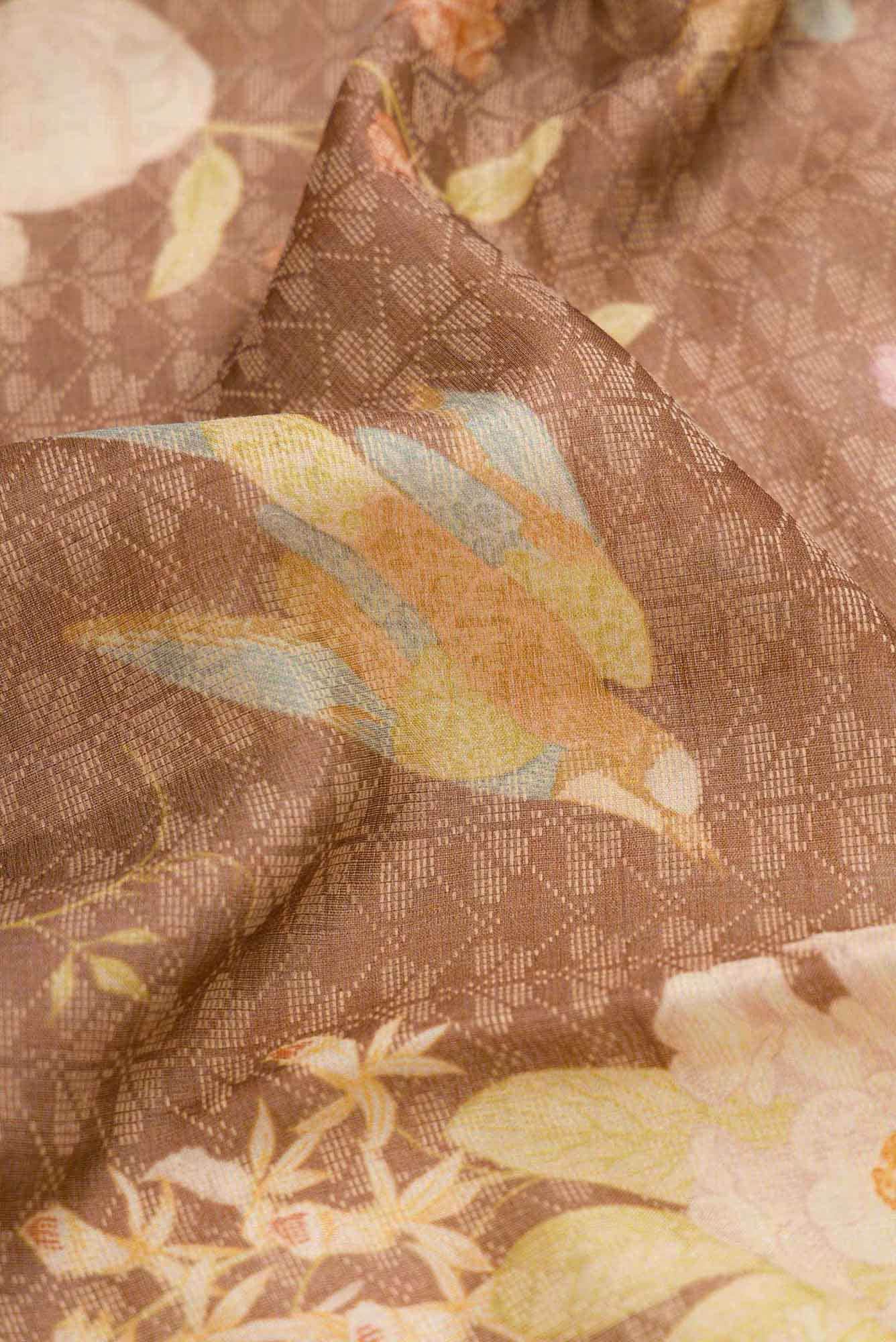 Brown Dual Tone Tussar Silk Saree - Image 3