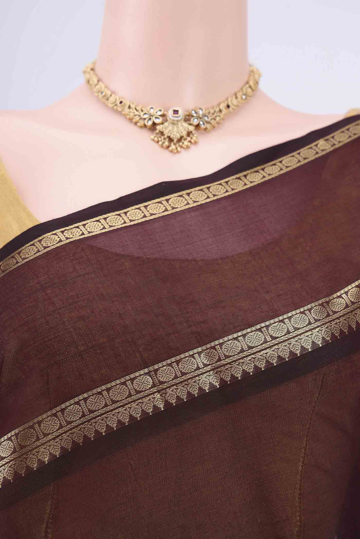 Brown Kanchi Cotton Saree - Image 2