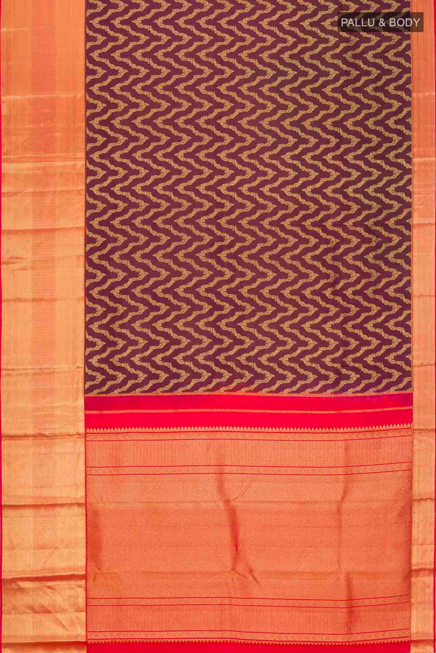Burgundy Kanchipuram Silk Saree - Image 6