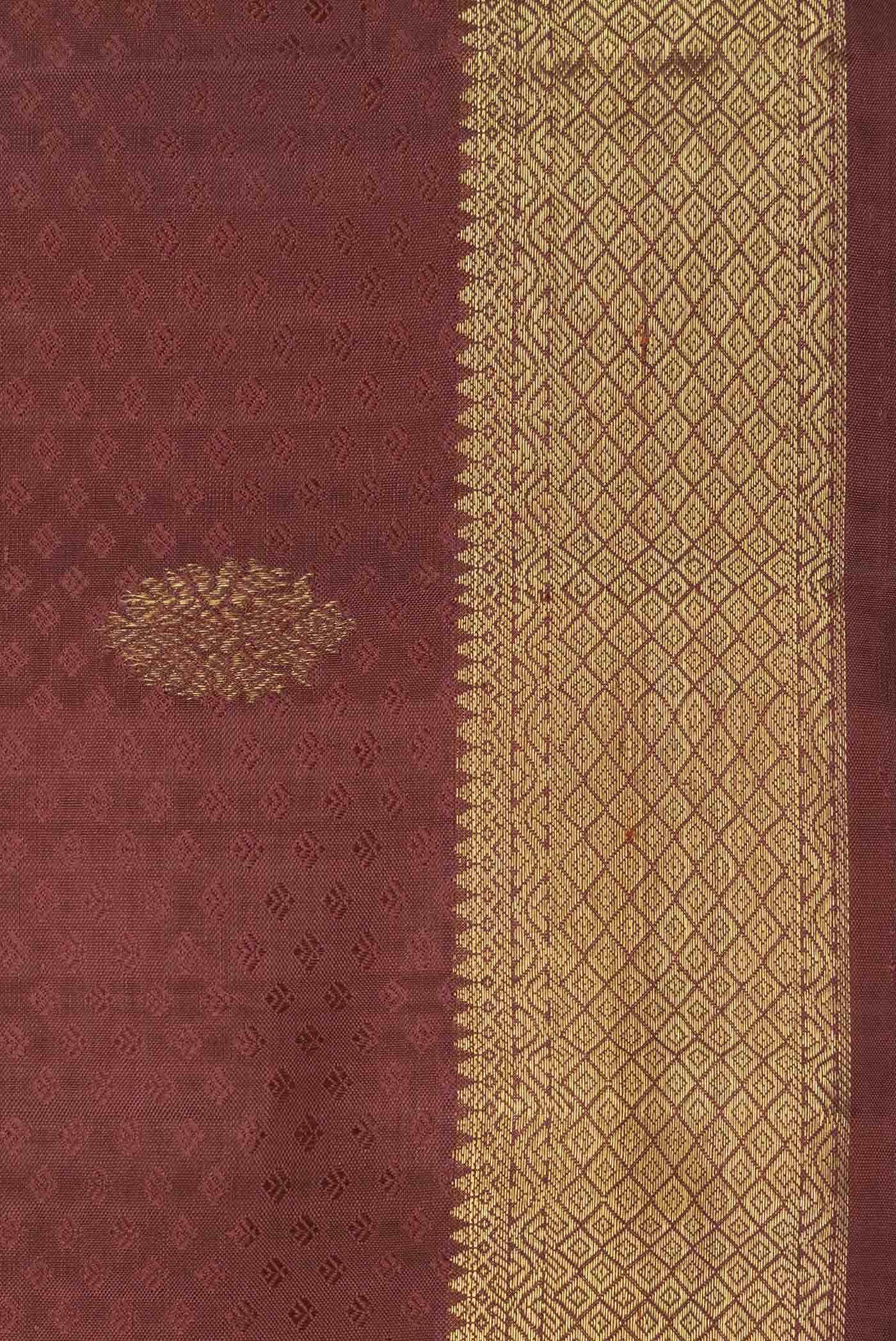 Pure Silk Pure Zari Brown Kanjivaram Saree - Image 6