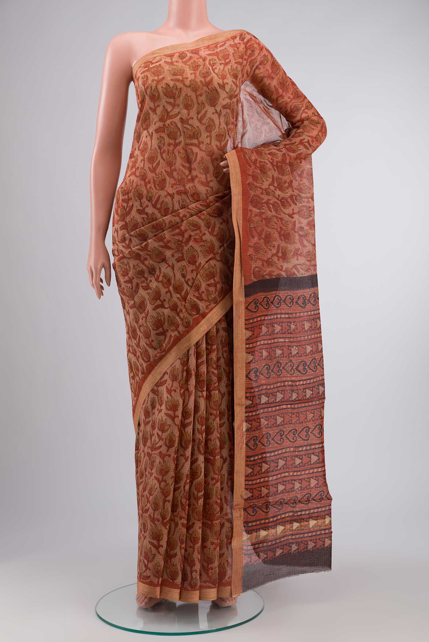 Brown Kota Cotton Saree