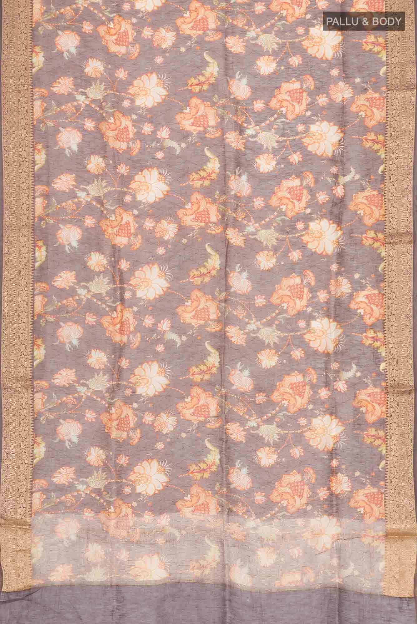 Brown Linen Cotton Saree - Image 3