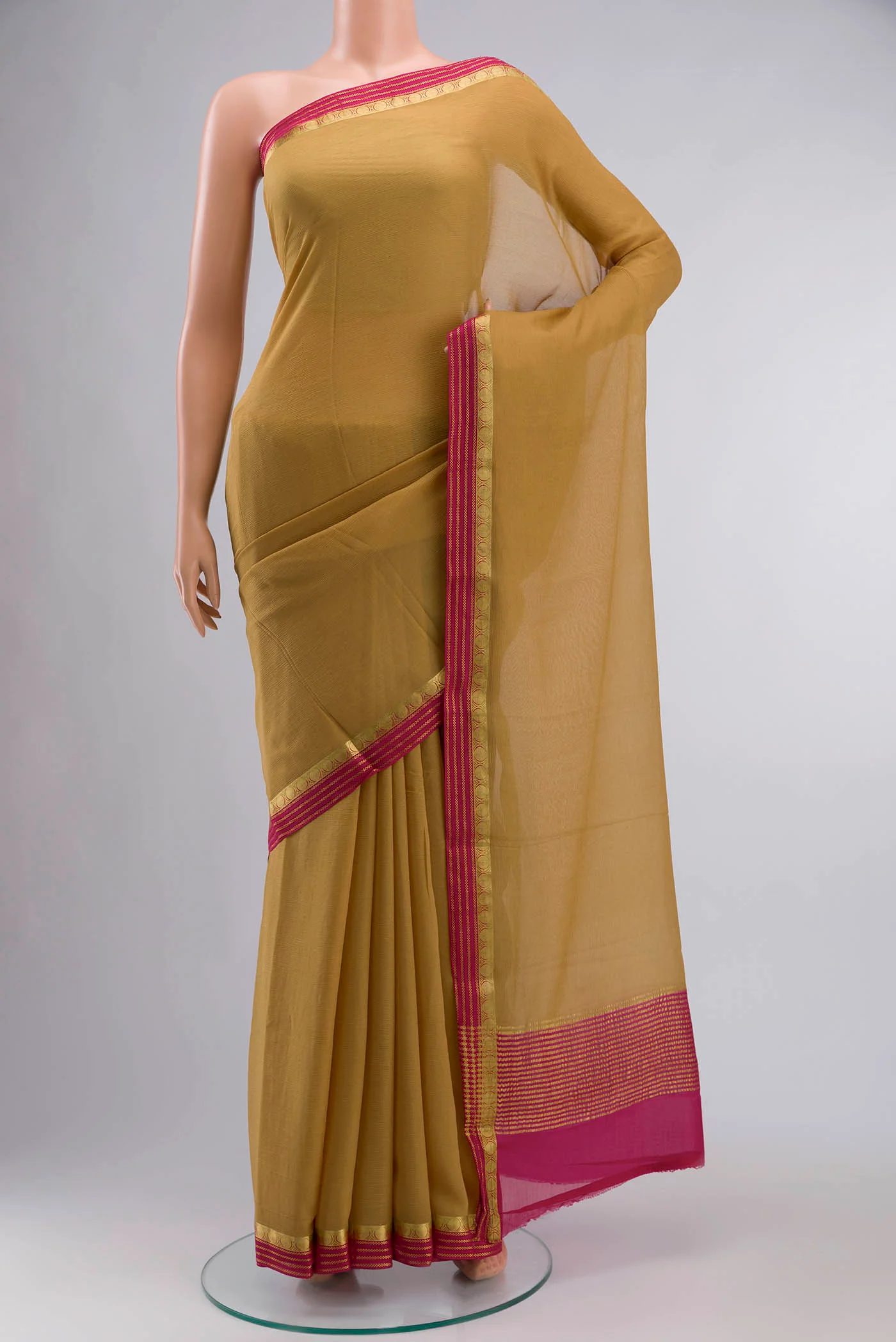 Brown Mysore Chiffon Saree