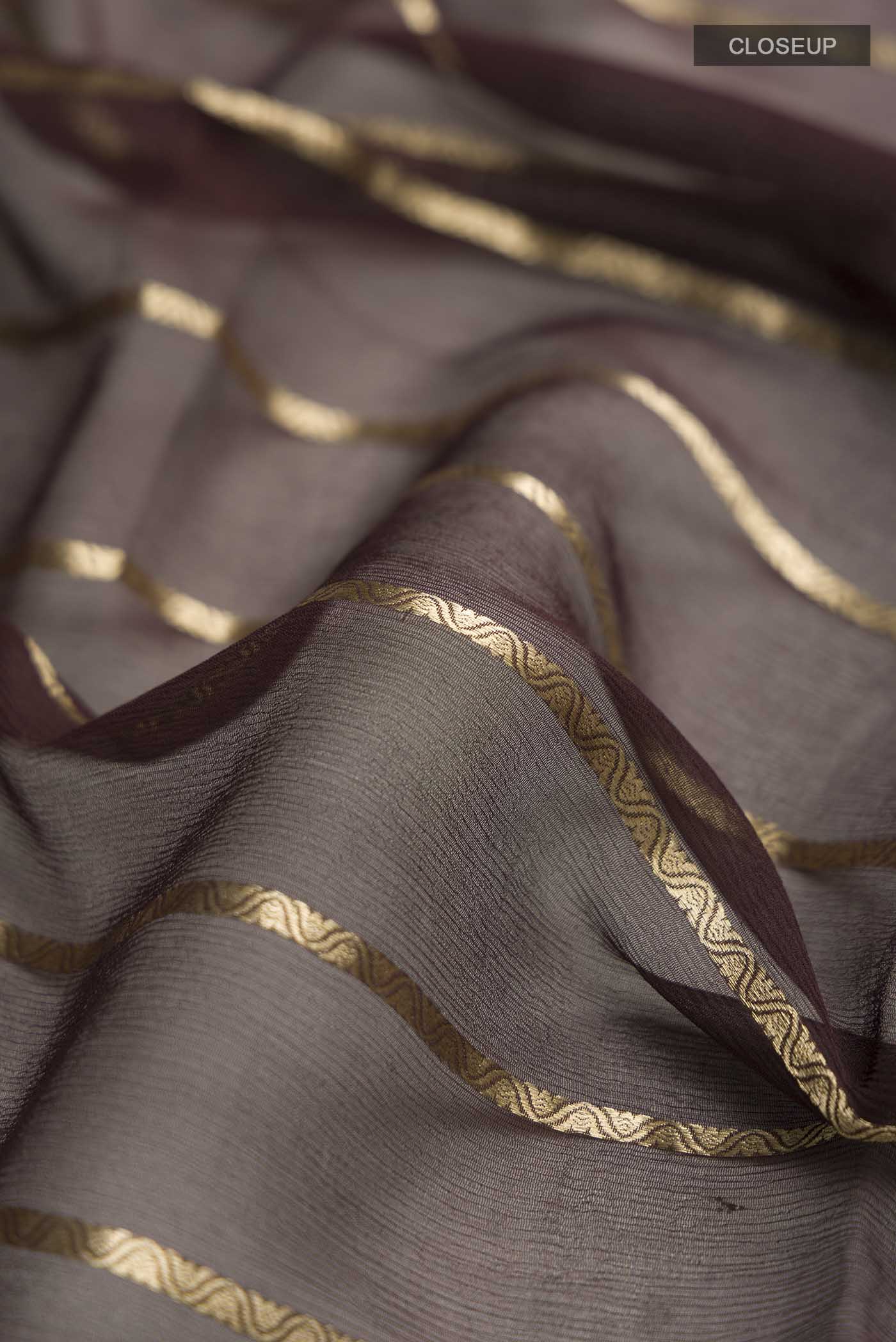 Brown Mysore Chiffon Saree - Image 2
